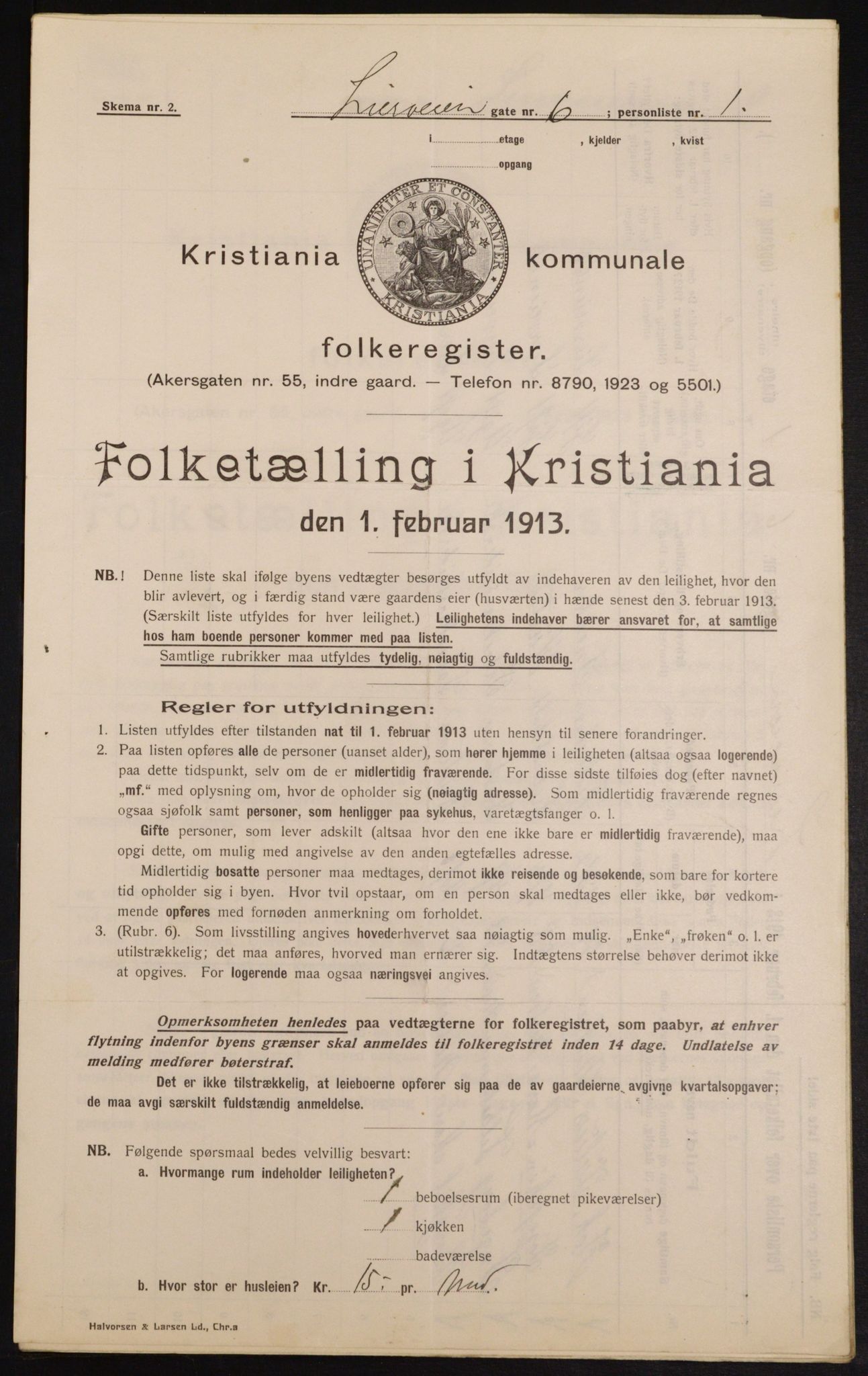 OBA, Municipal Census 1913 for Kristiania, 1913, p. 57276