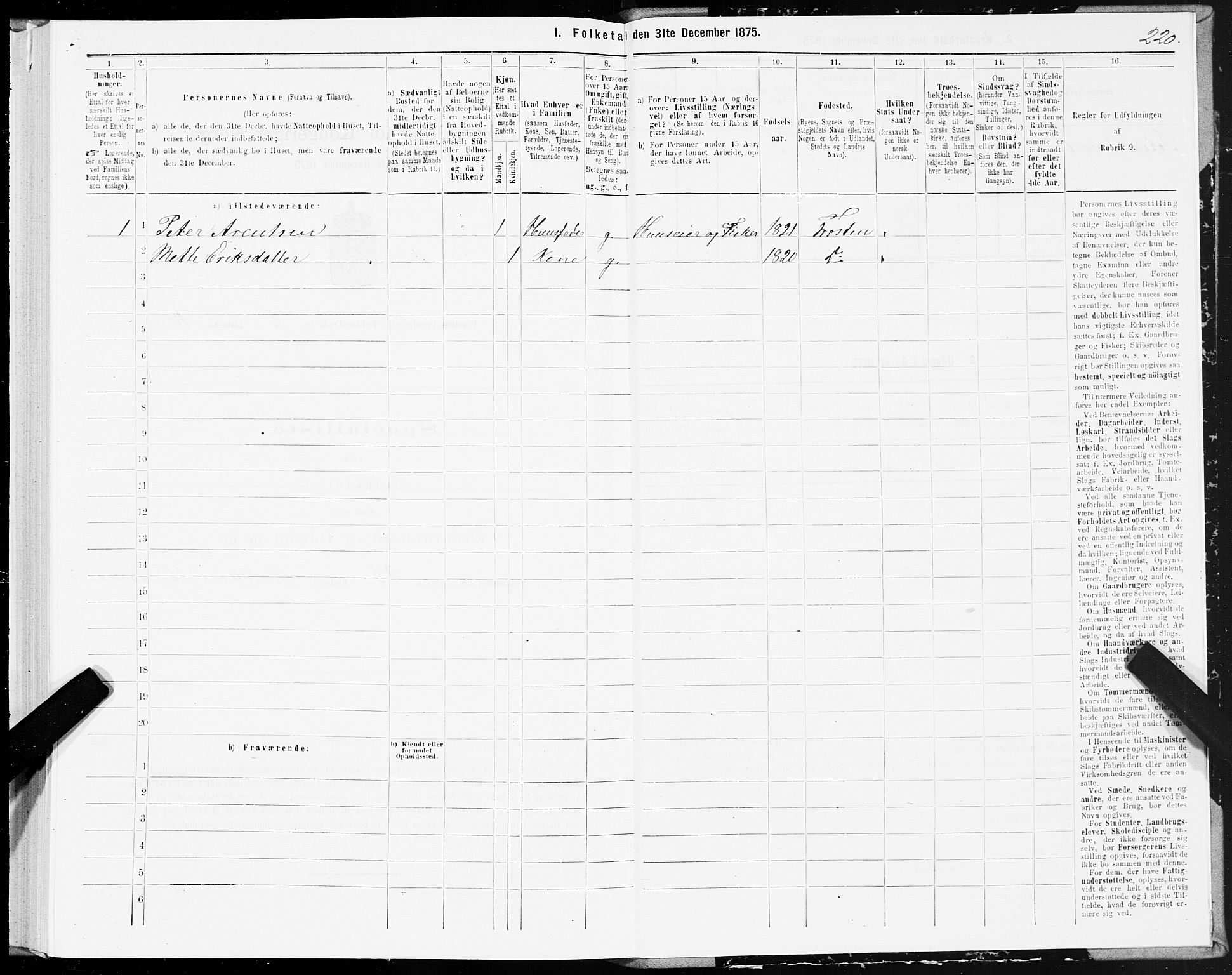 SAT, 1875 census for 1717P Frosta, 1875, p. 2220