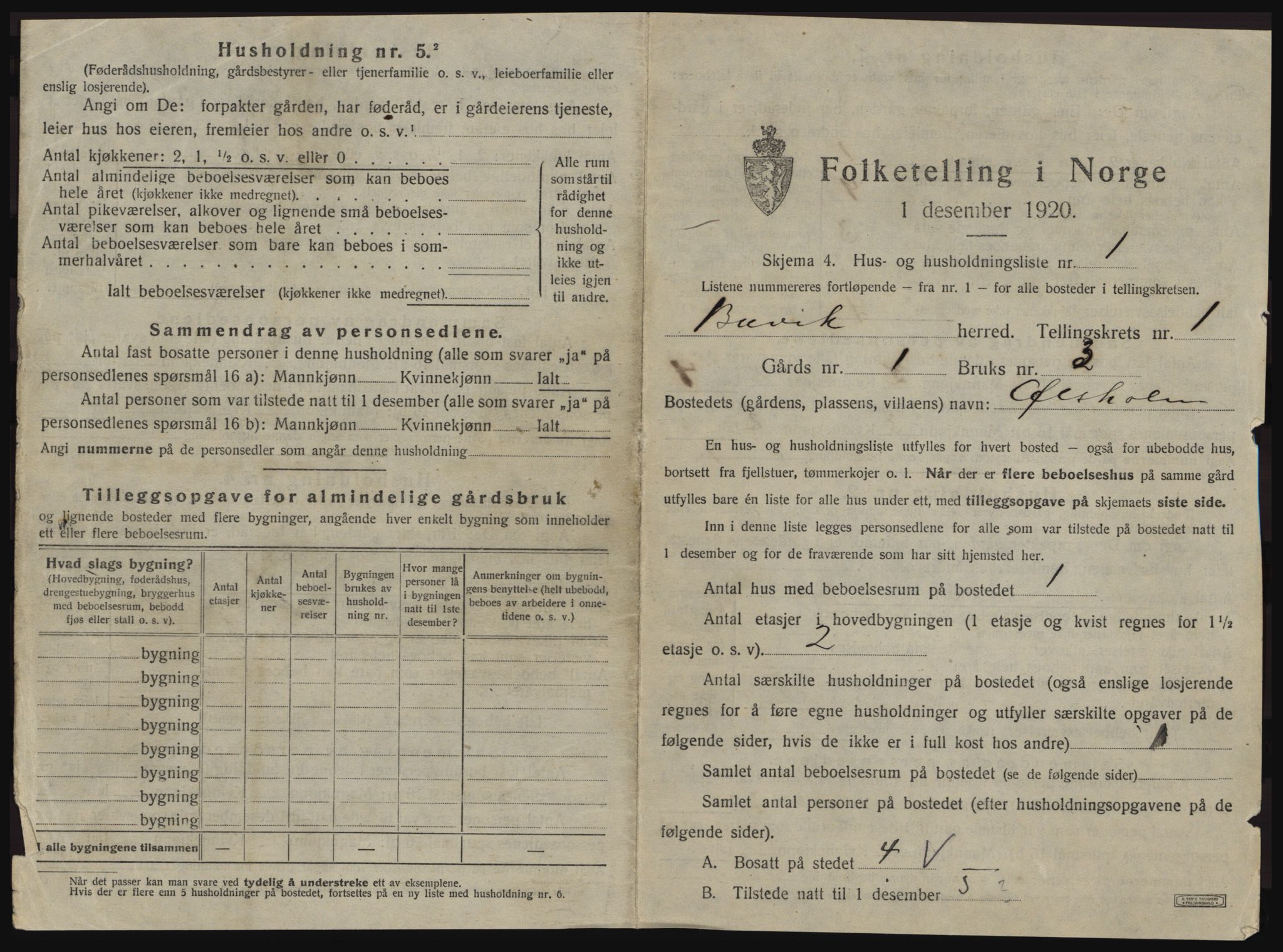 SAT, 1920 census for Buvik, 1920, p. 16