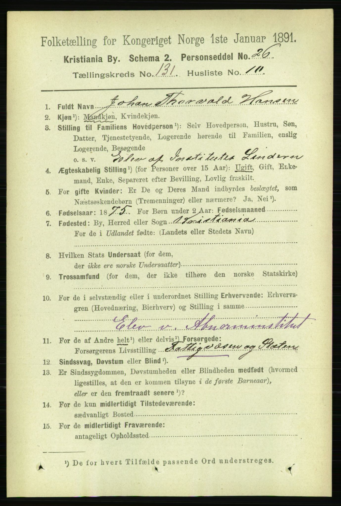 RA, 1891 census for 0301 Kristiania, 1891, p. 71004