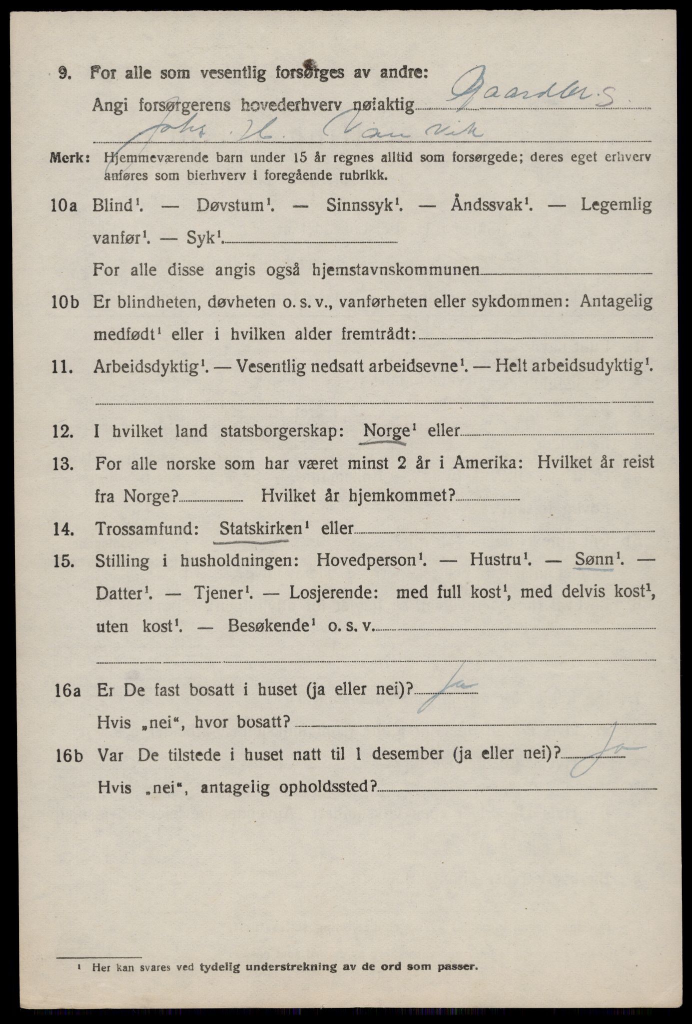 SAST, 1920 census for Sand, 1920, p. 1070