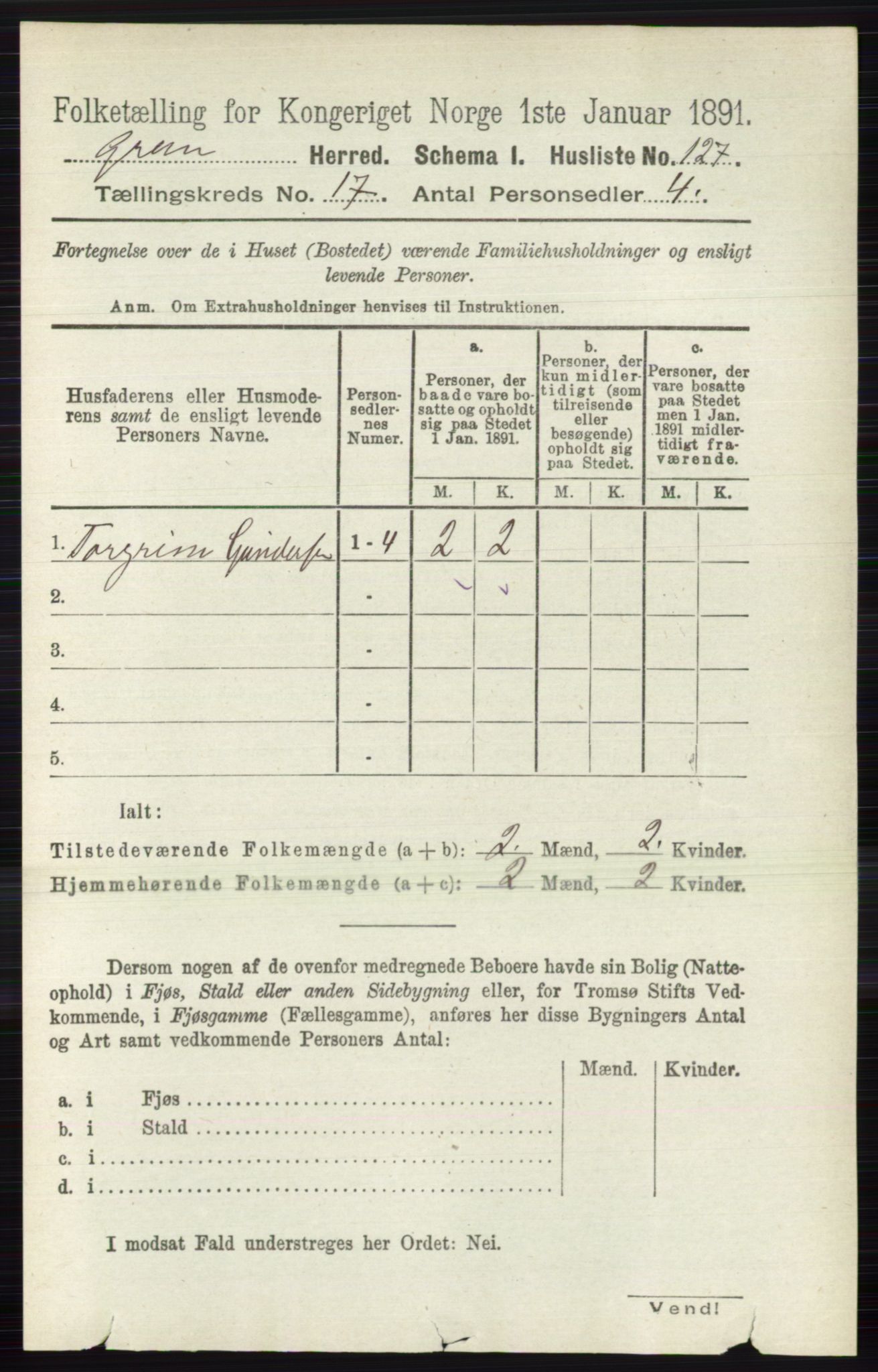 RA, 1891 census for 0534 Gran, 1891, p. 8729