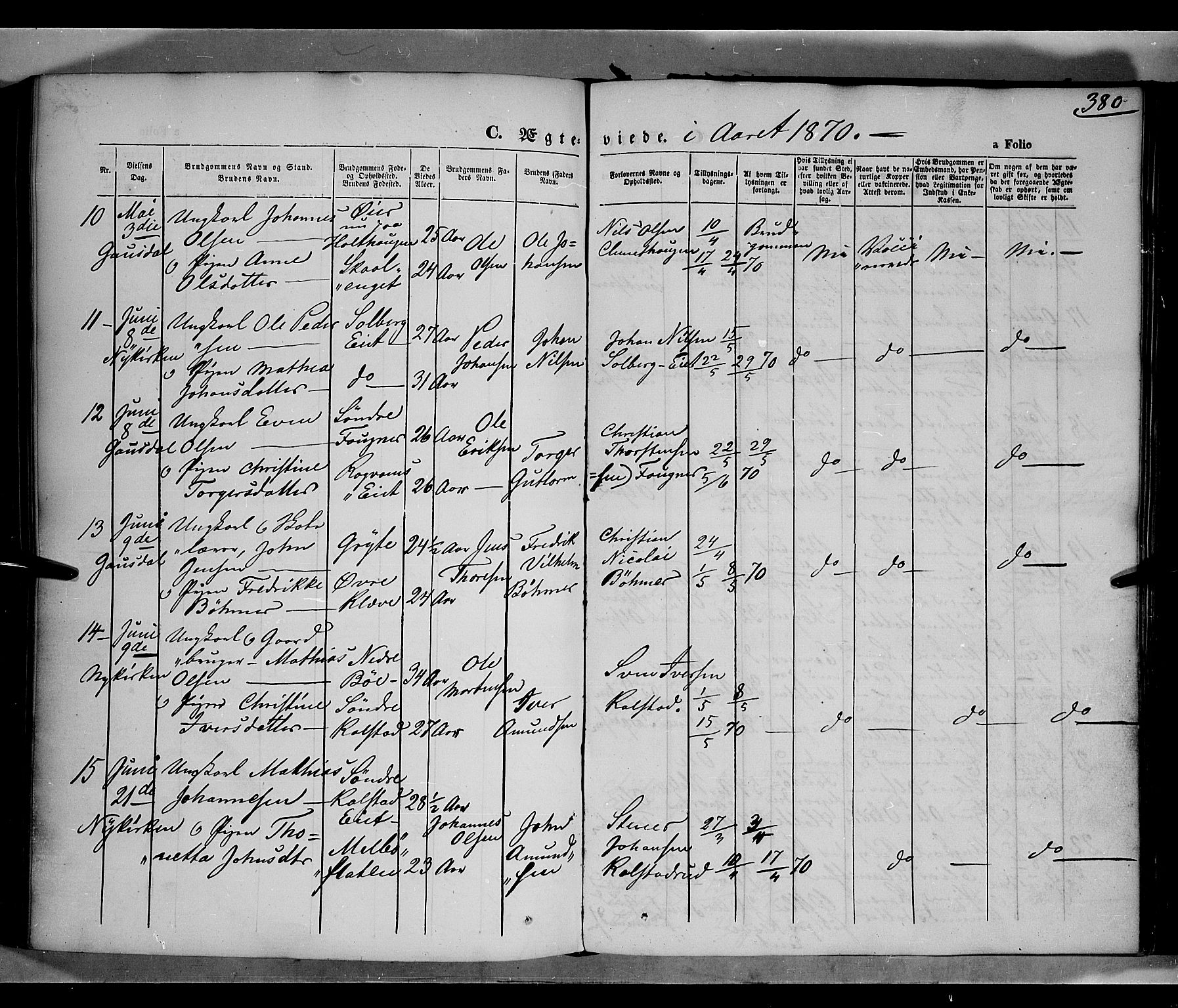 Gausdal prestekontor, SAH/PREST-090/H/Ha/Haa/L0009: Parish register (official) no. 9, 1862-1873, p. 380