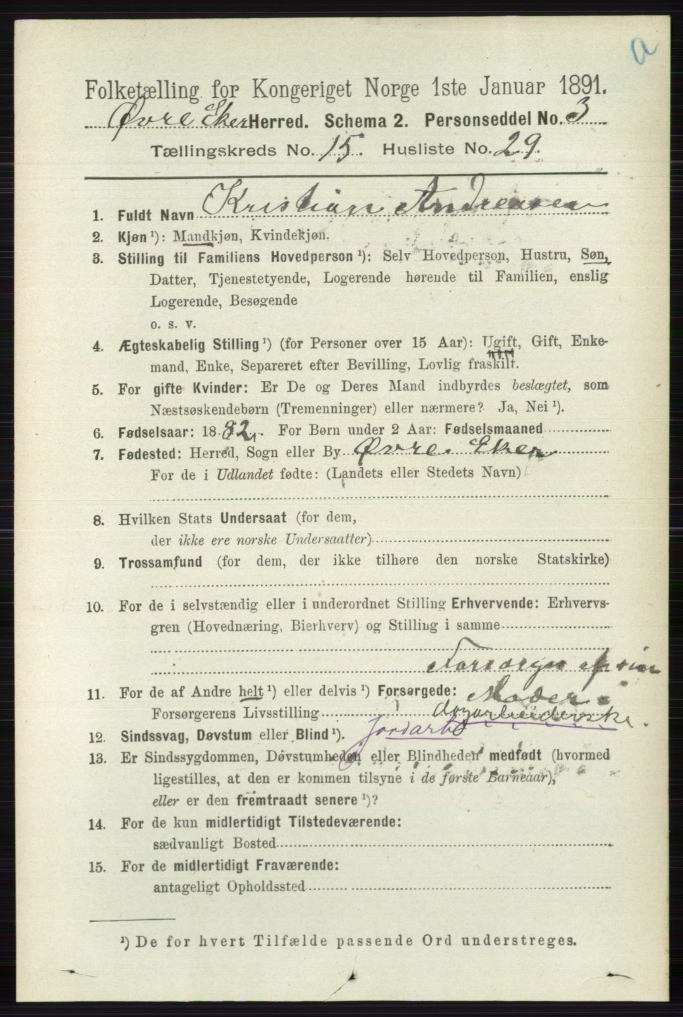 RA, 1891 census for 0624 Øvre Eiker, 1891, p. 7223