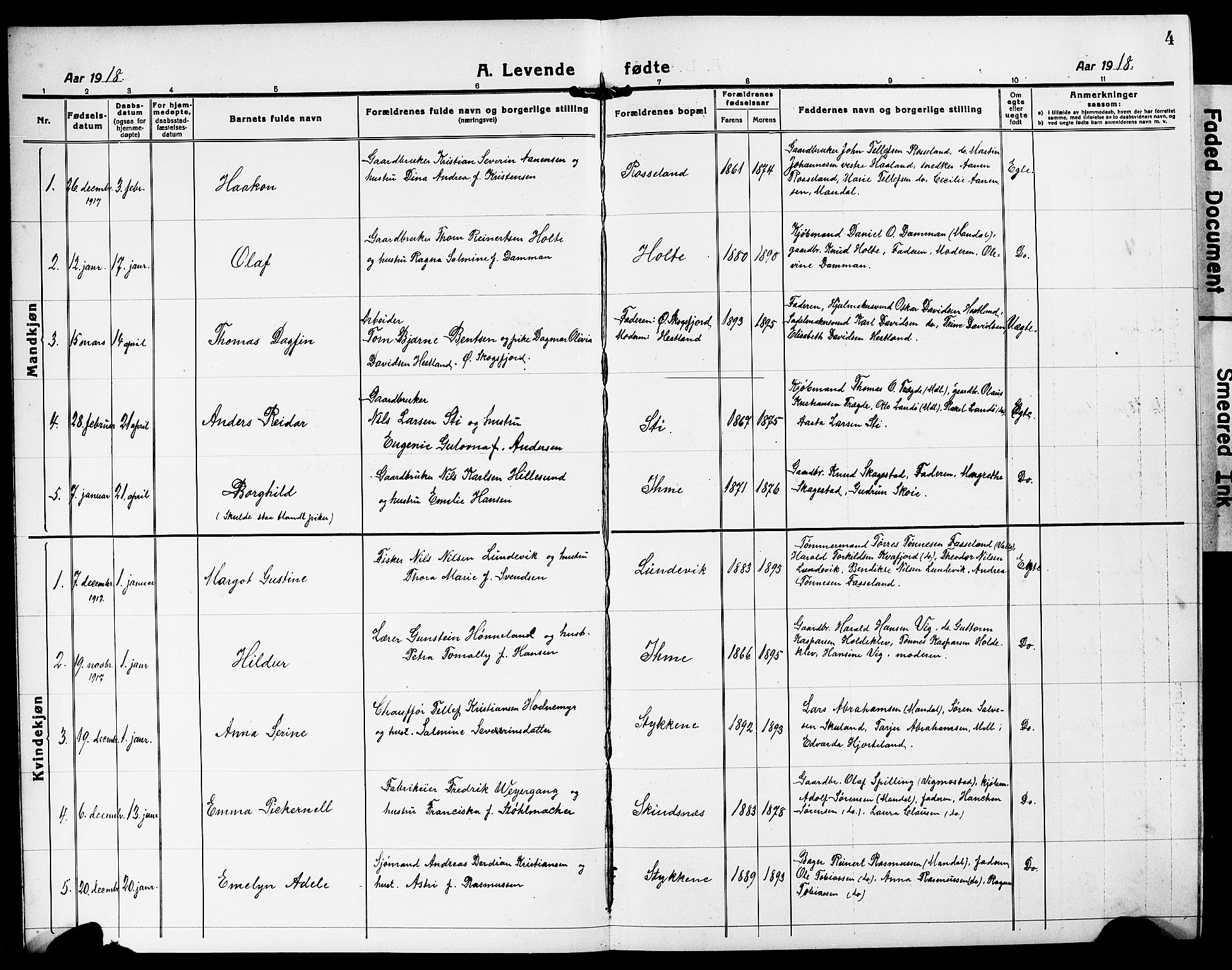 Mandal sokneprestkontor, SAK/1111-0030/F/Fb/Fba/L0013: Parish register (copy) no. B 7, 1918-1931, p. 4