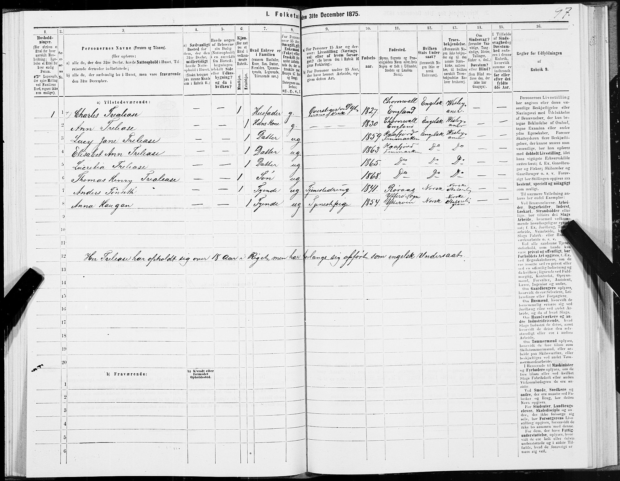 SAT, 1875 census for 1722P Ytterøy, 1875, p. 1097