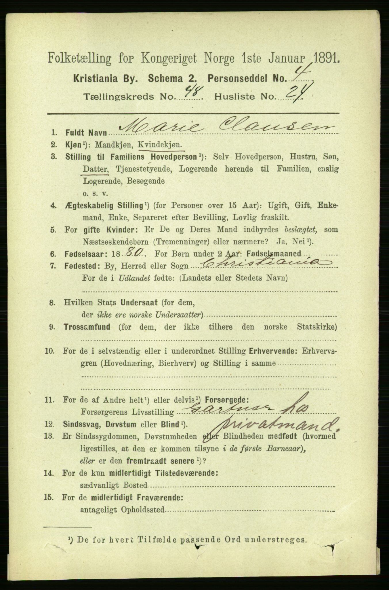 RA, 1891 census for 0301 Kristiania, 1891, p. 28505