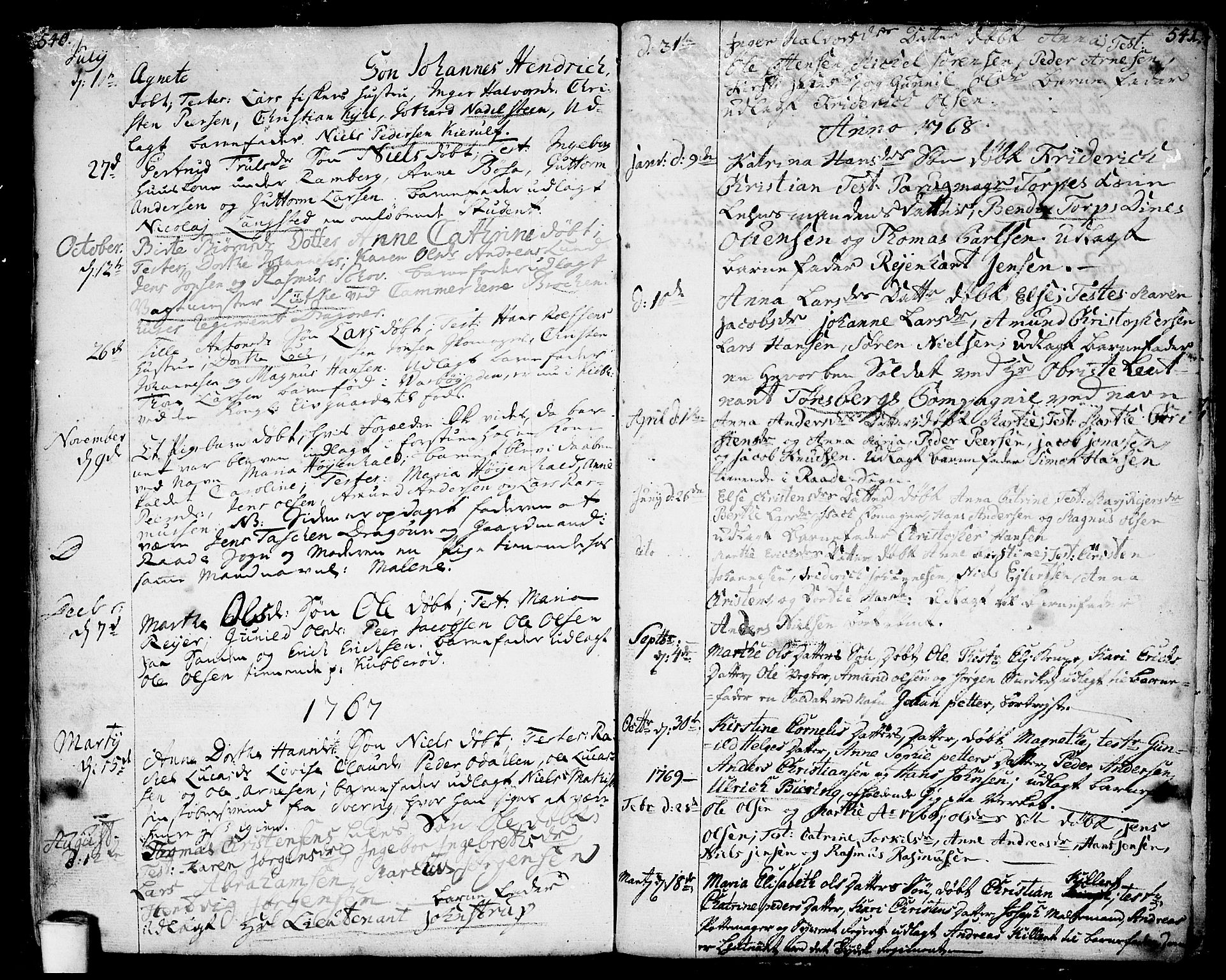 Moss prestekontor Kirkebøker, SAO/A-2003/F/Fa/L0002: Parish register (official) no. I 2, 1753-1779, p. 540-541