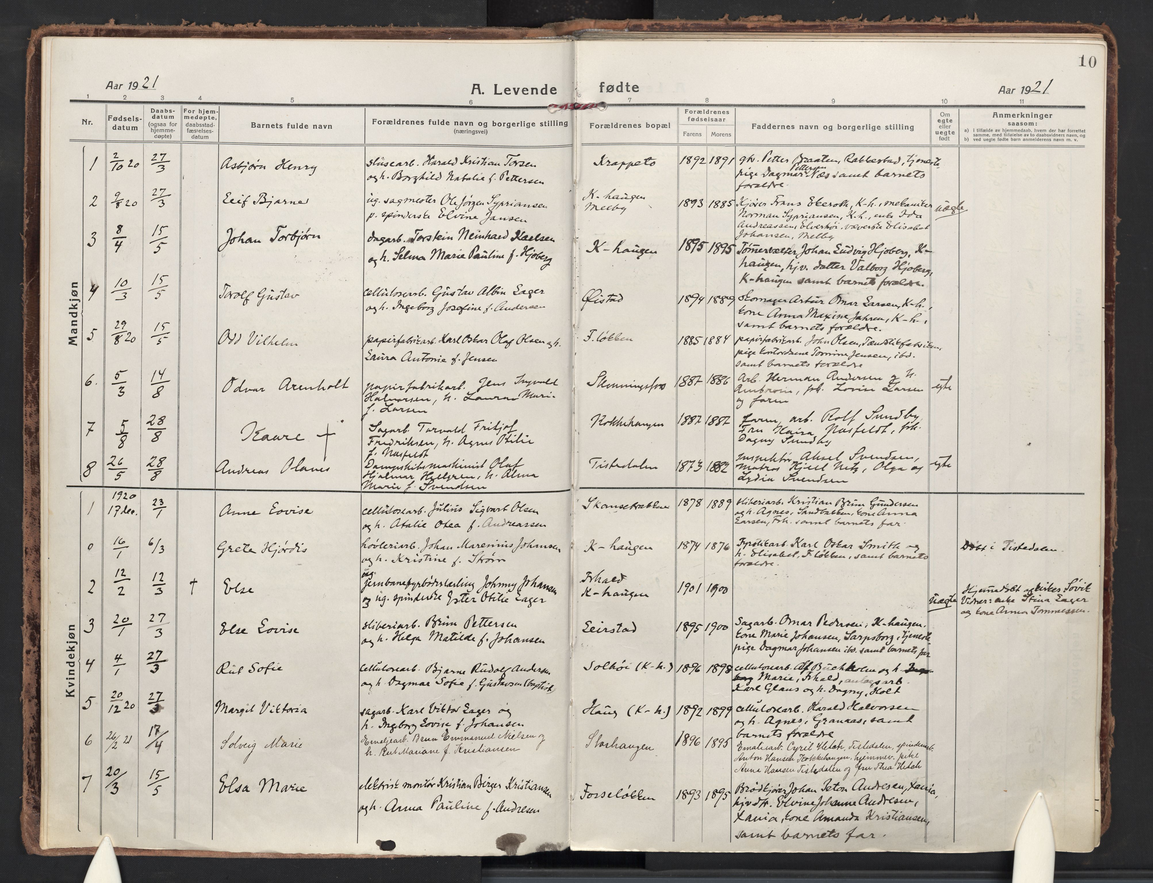 Berg prestekontor Kirkebøker, AV/SAO-A-10902/F/Fb/L0004: Parish register (official) no. II 4, 1919-1935, p. 10