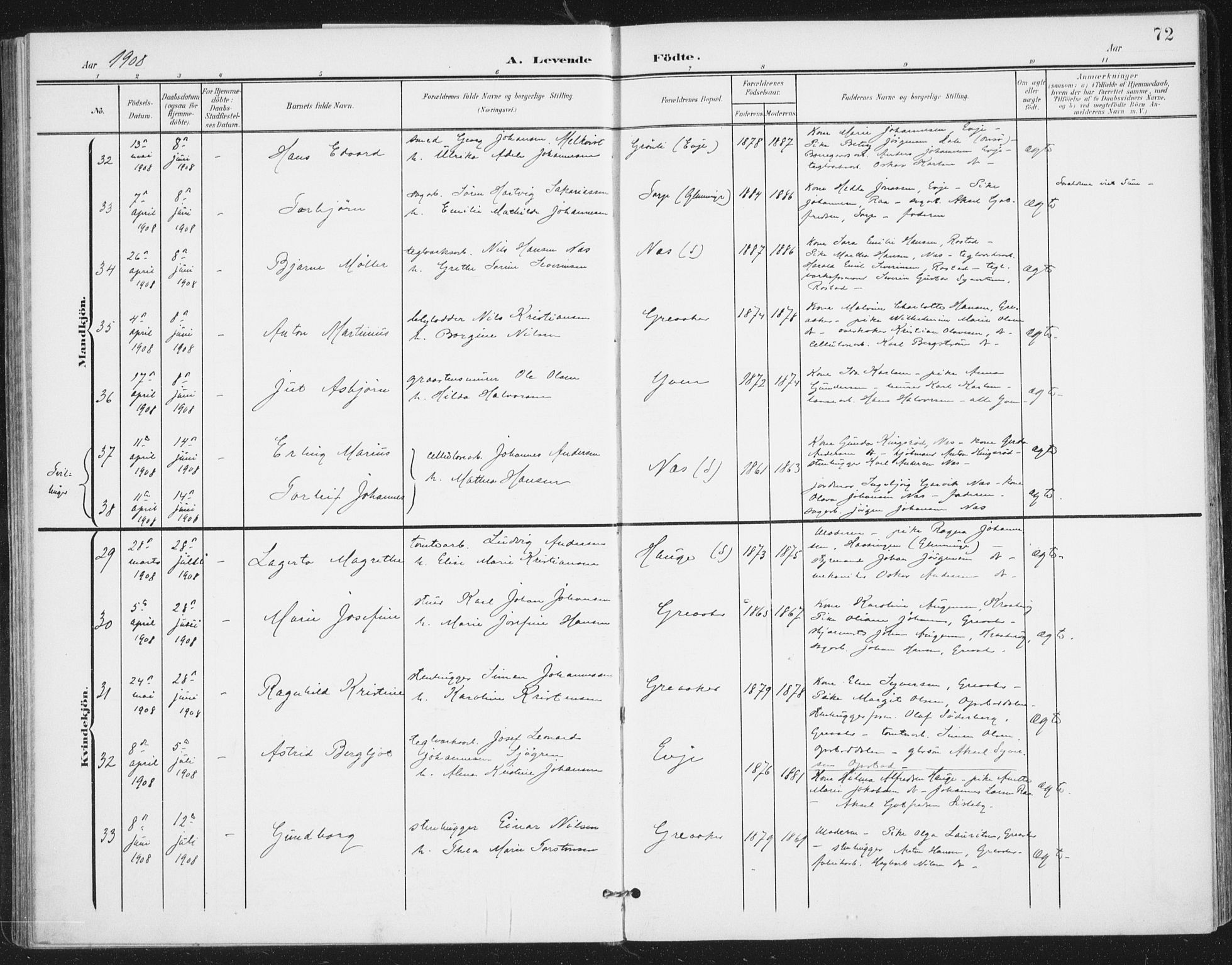 Rolvsøy prestekontor Kirkebøker, AV/SAO-A-2004/F/Fa/L0001: Parish register (official) no. 1, 1901-1909, p. 72