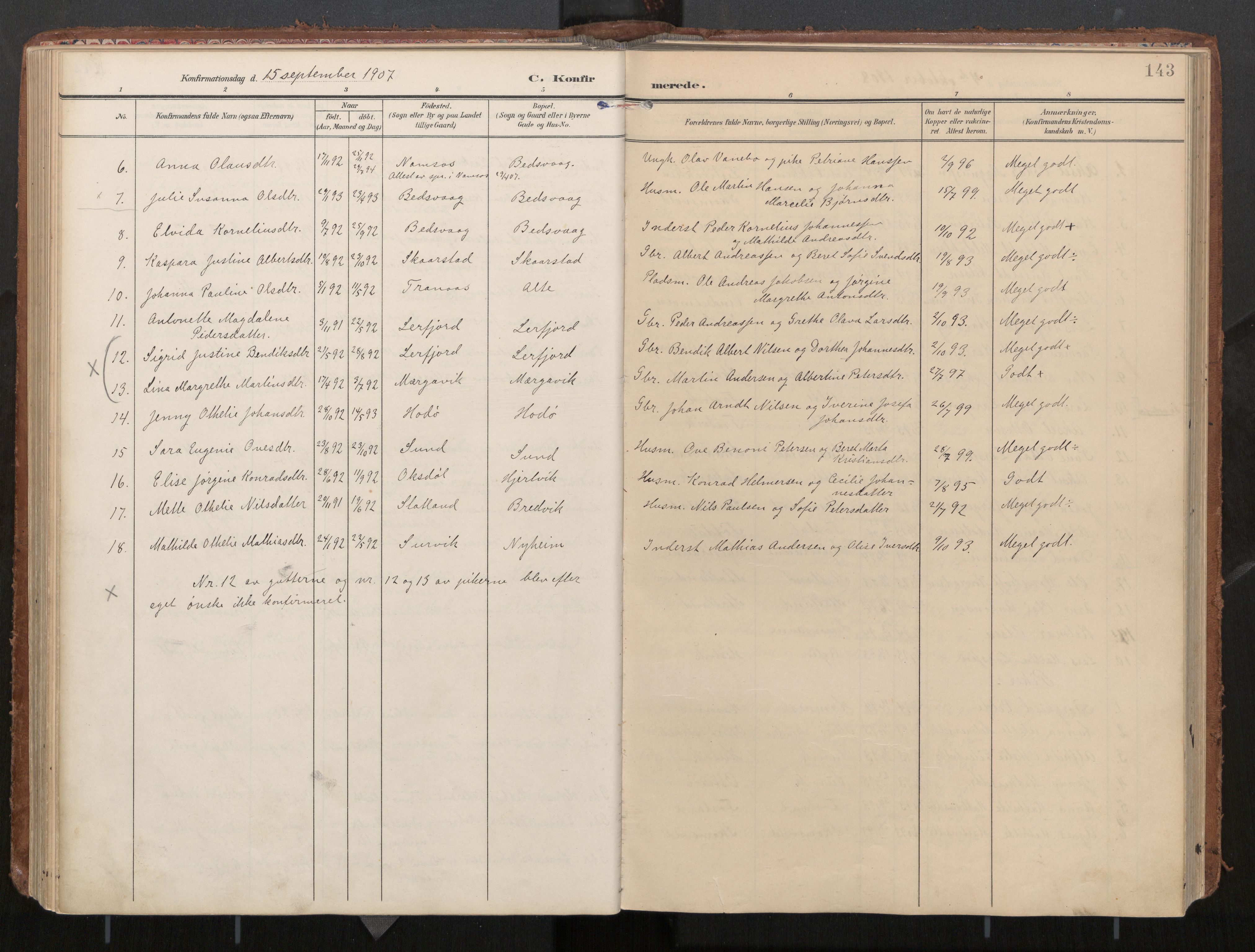 Ministerialprotokoller, klokkerbøker og fødselsregistre - Nord-Trøndelag, AV/SAT-A-1458/774/L0629: Parish register (official), 1904-1926, p. 143