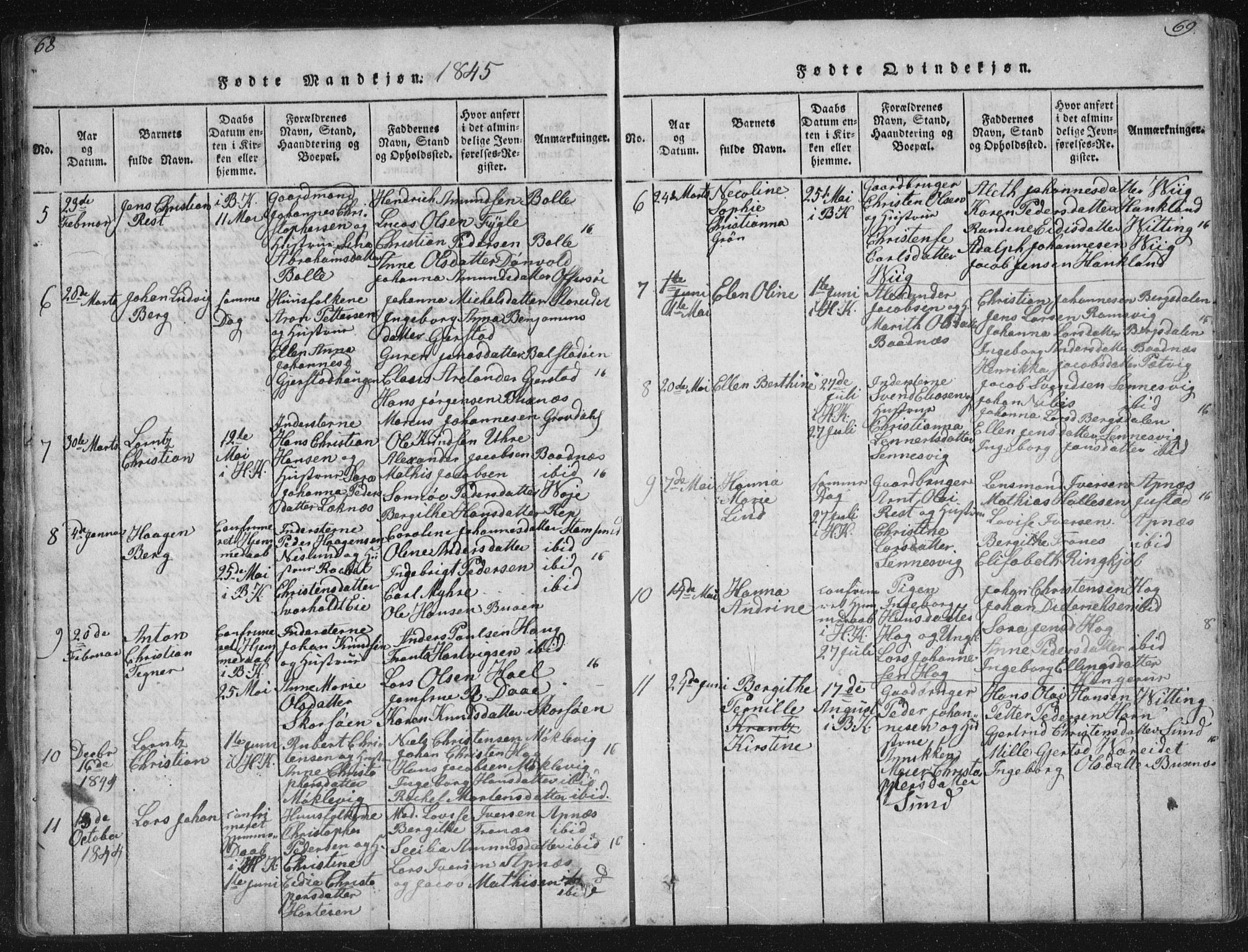 Ministerialprotokoller, klokkerbøker og fødselsregistre - Nordland, AV/SAT-A-1459/881/L1164: Parish register (copy) no. 881C01, 1818-1853, p. 68-69