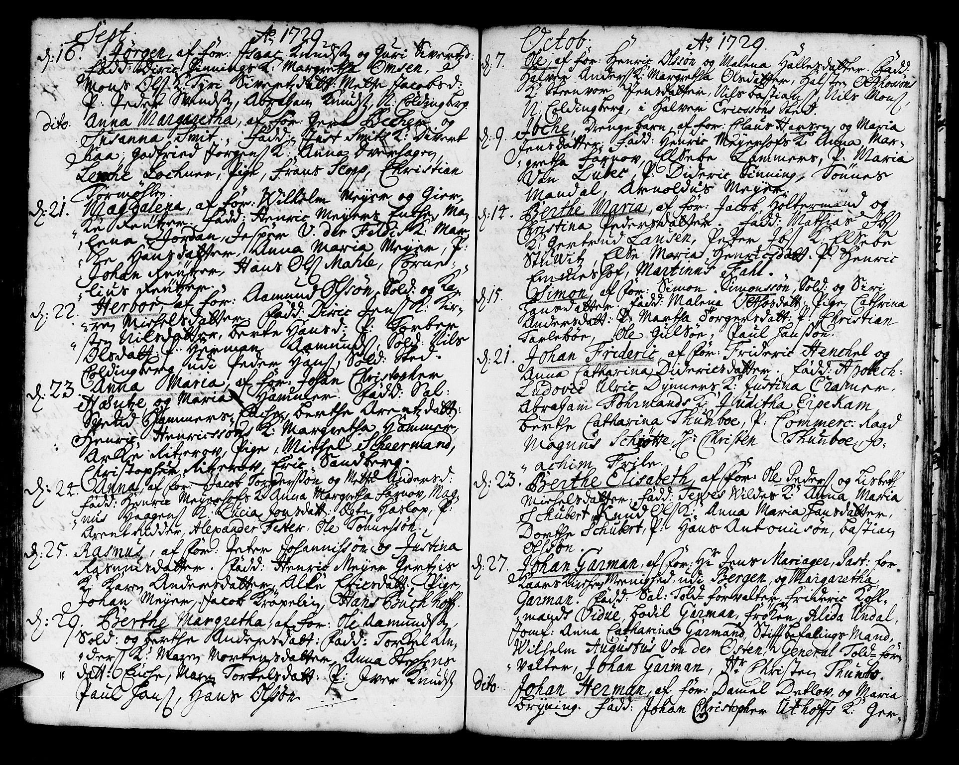 Korskirken sokneprestembete, AV/SAB-A-76101/H/Haa/L0004: Parish register (official) no. A 4, 1720-1750, p. 91