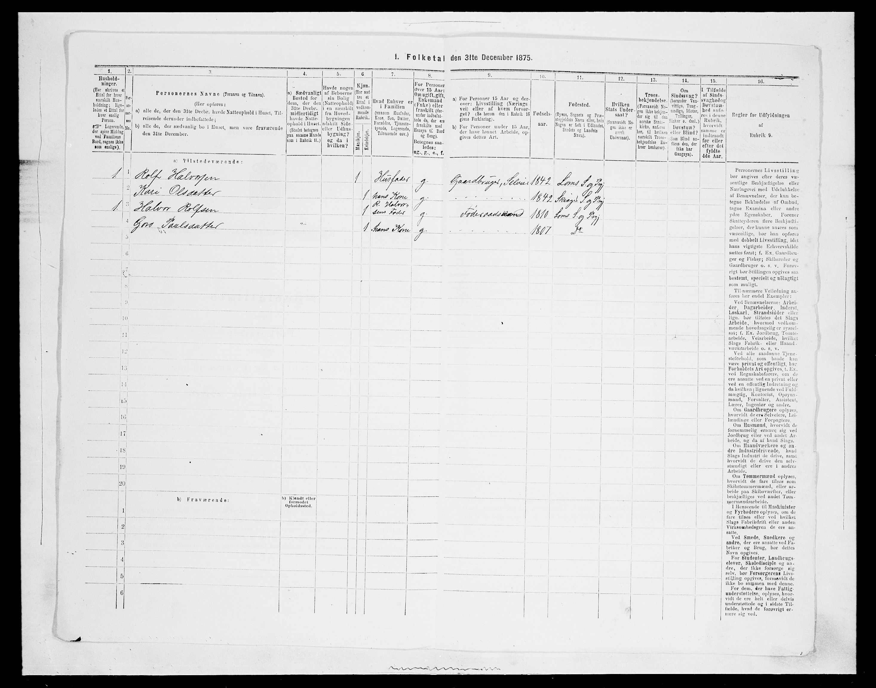 SAH, 1875 census for 0514P Lom, 1875, p. 407