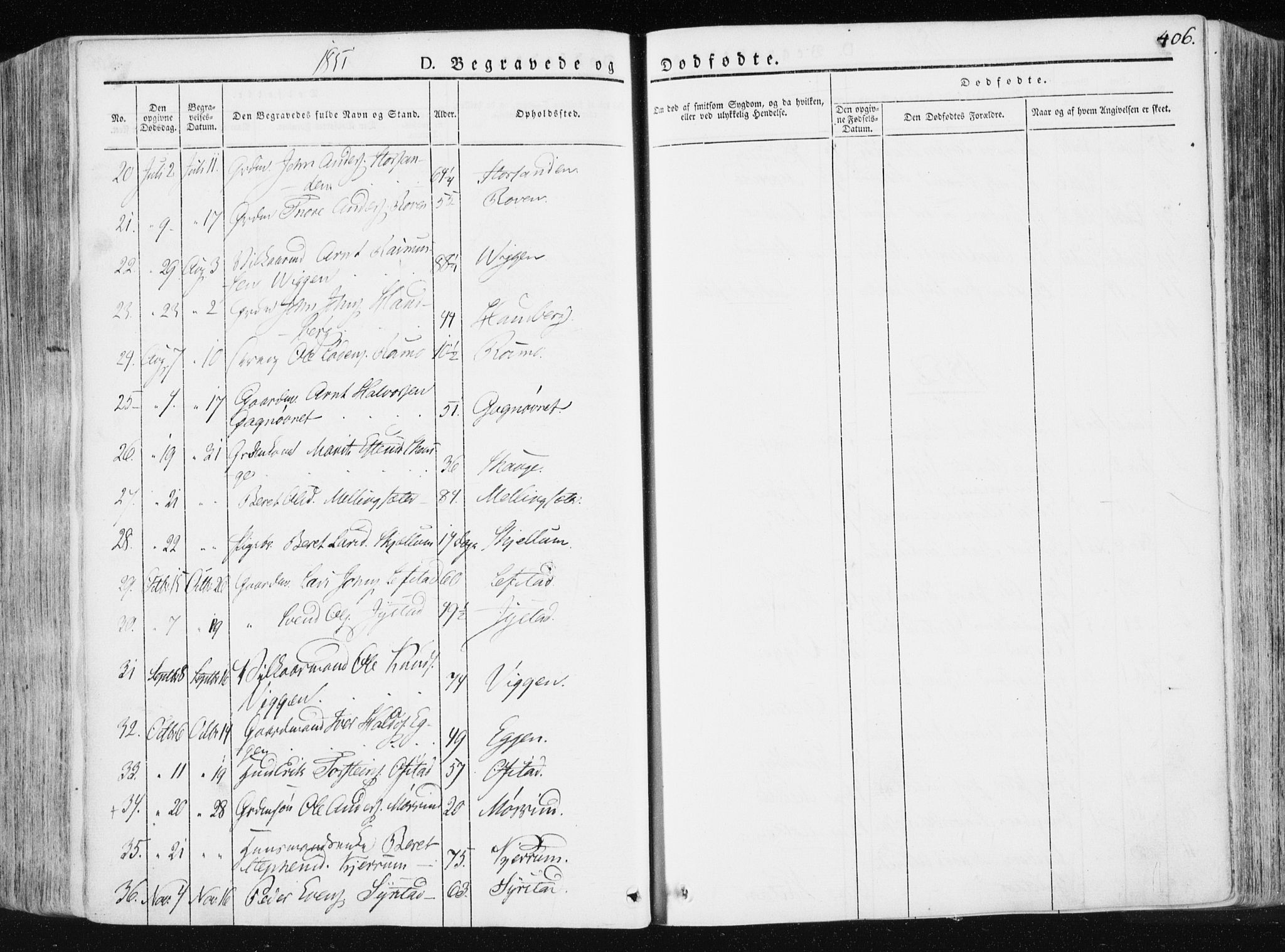 Ministerialprotokoller, klokkerbøker og fødselsregistre - Sør-Trøndelag, AV/SAT-A-1456/665/L0771: Parish register (official) no. 665A06, 1830-1856, p. 406