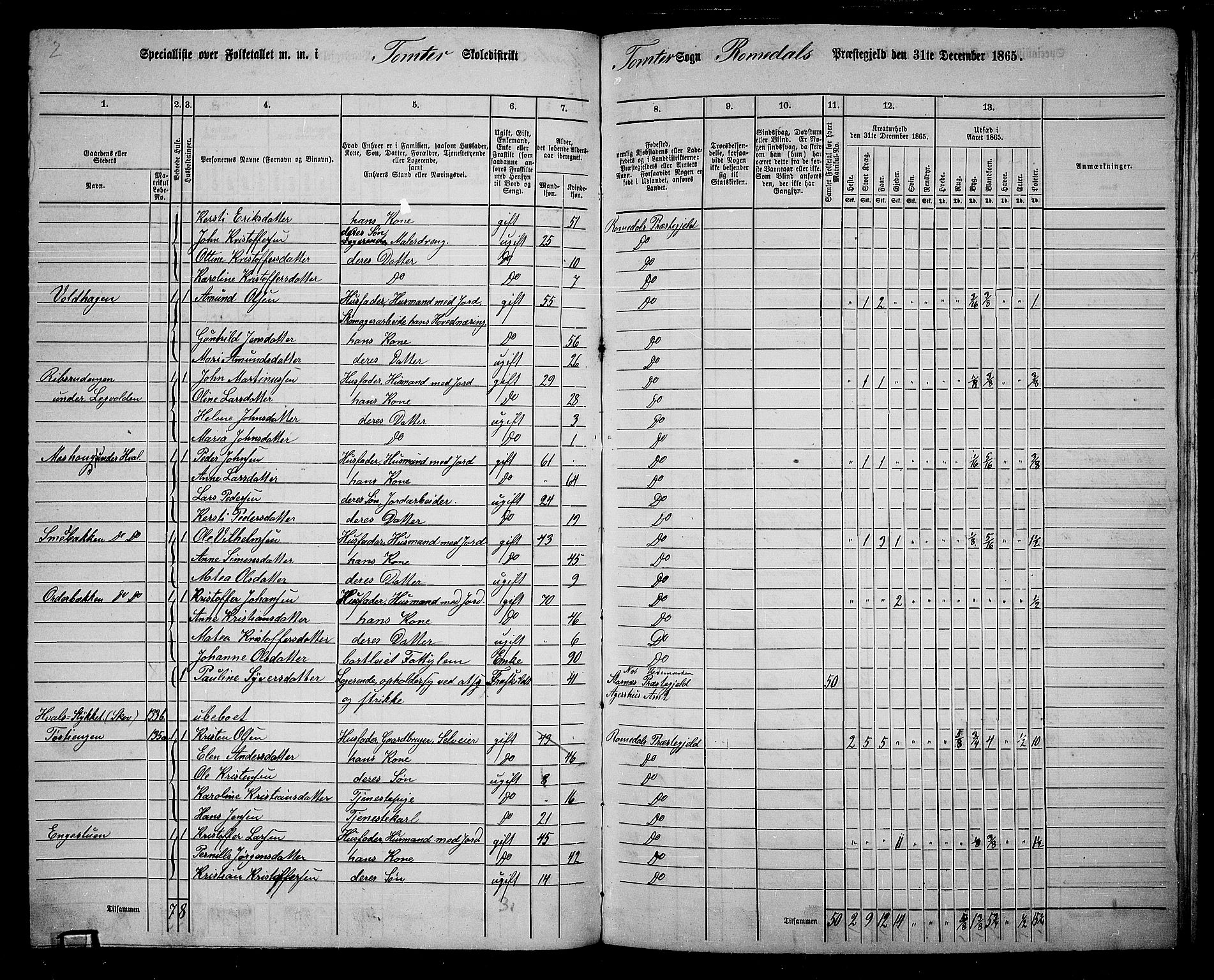 RA, 1865 census for Romedal, 1865, p. 124