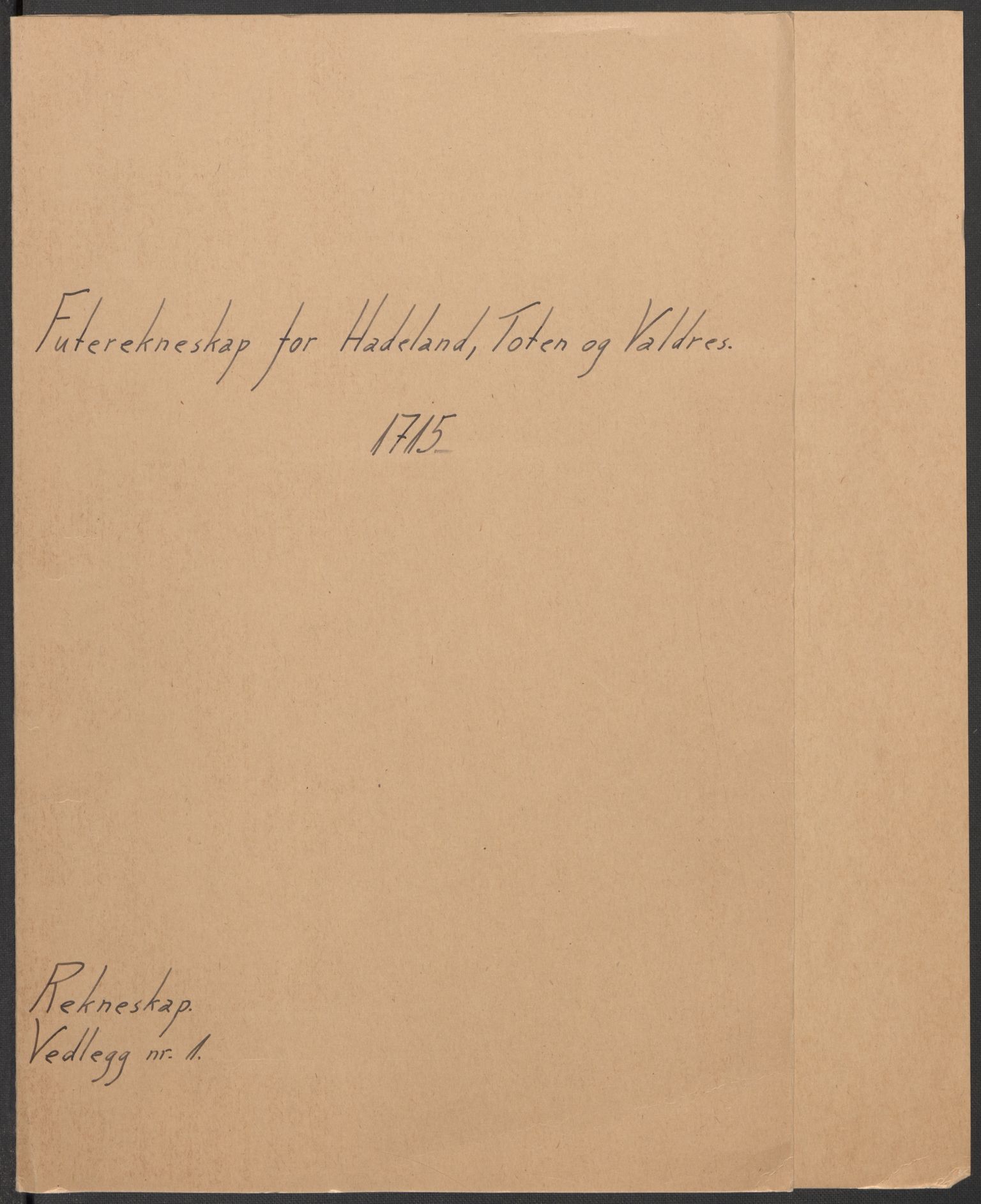 Rentekammeret inntil 1814, Reviderte regnskaper, Fogderegnskap, RA/EA-4092/R18/L1314: Fogderegnskap Hadeland, Toten og Valdres, 1715, p. 2