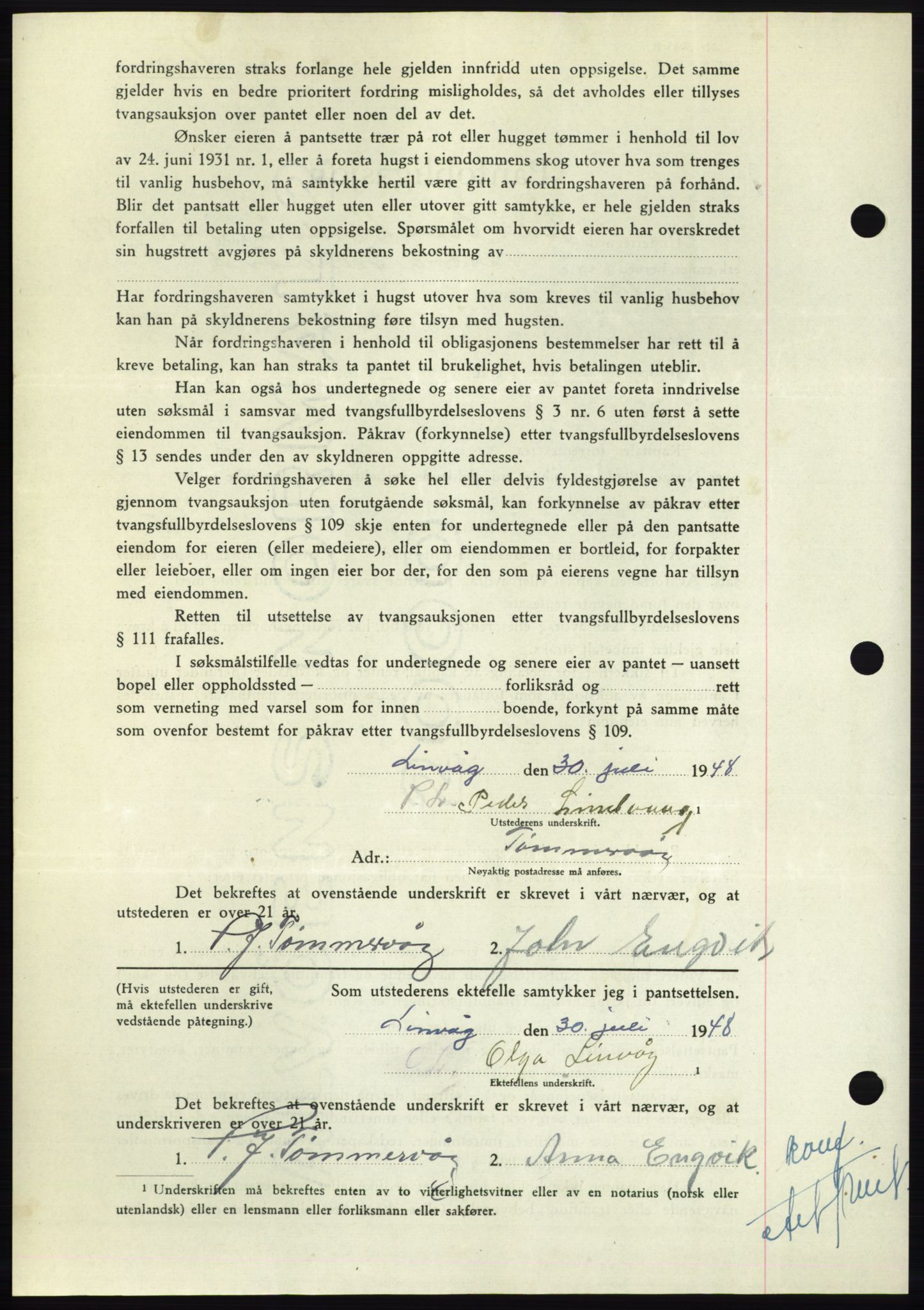 Nordmøre sorenskriveri, AV/SAT-A-4132/1/2/2Ca: Mortgage book no. B99, 1948-1948, Diary no: : 2247/1948