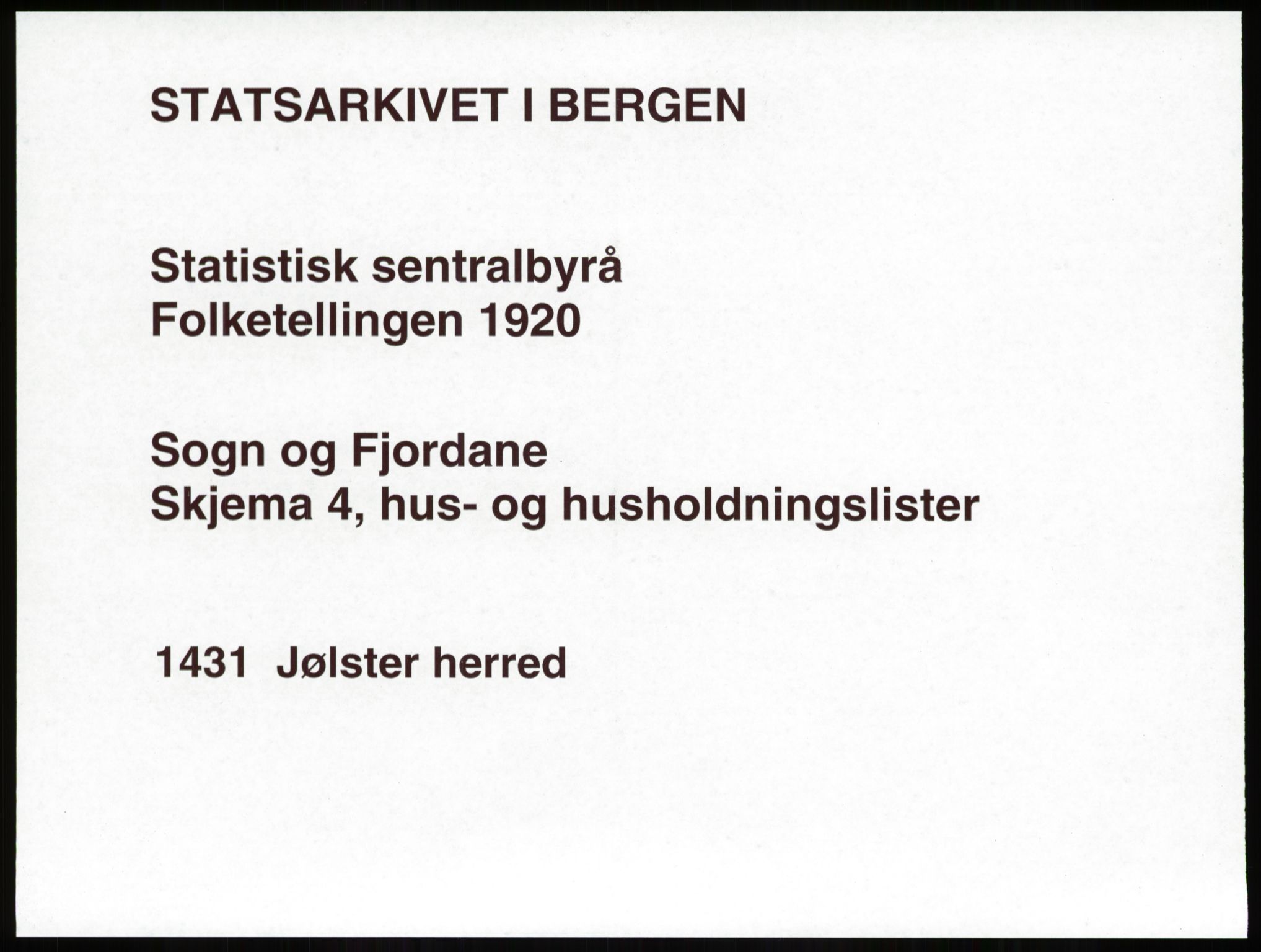 SAB, 1920 census for Jølster, 1920, p. 51