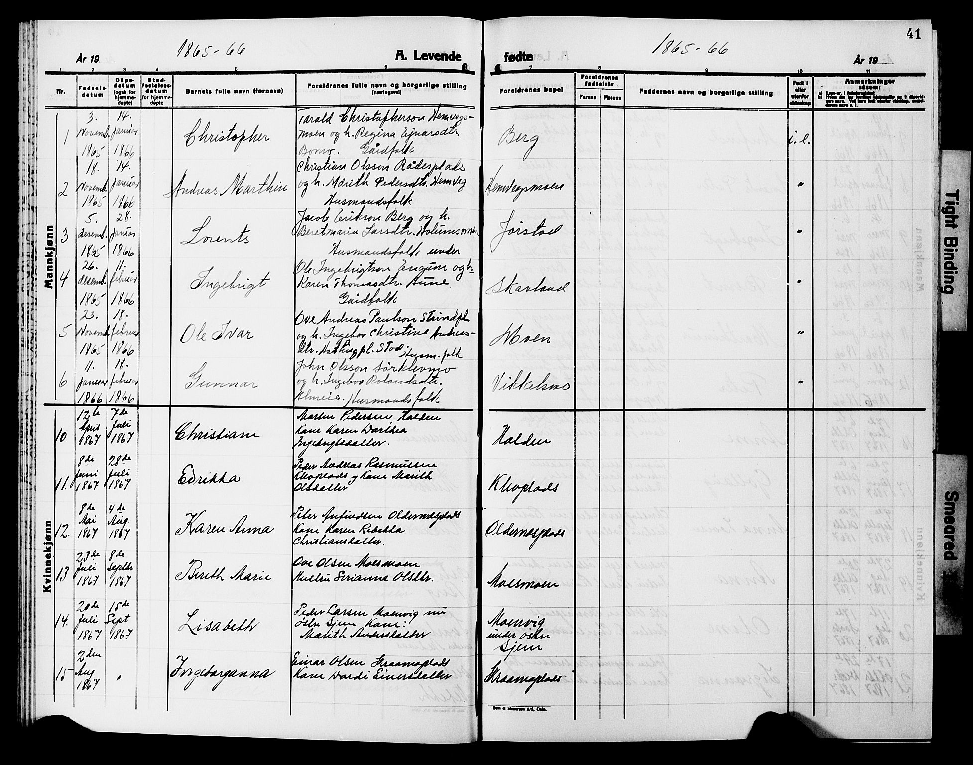 Ministerialprotokoller, klokkerbøker og fødselsregistre - Nord-Trøndelag, SAT/A-1458/749/L0485: Parish register (official) no. 749D01, 1857-1872, p. 41