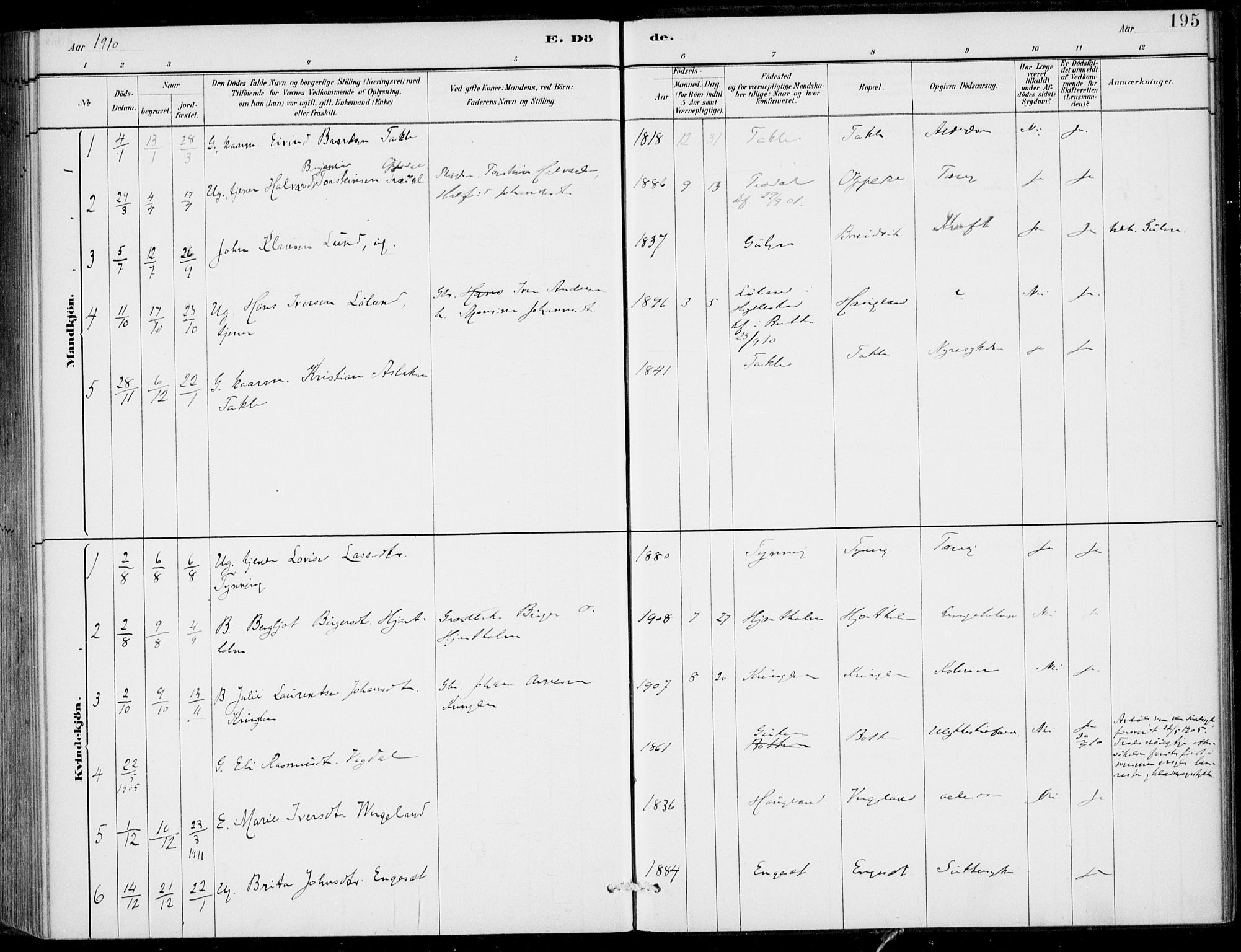 Gulen sokneprestembete, AV/SAB-A-80201/H/Haa/Haac/L0002: Parish register (official) no. C  2, 1882-1914, p. 195