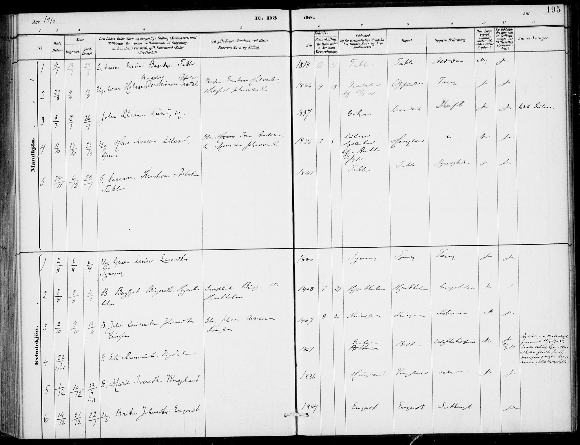 Gulen sokneprestembete, SAB/A-80201/H/Haa/Haac/L0002: Parish register (official) no. C  2, 1882-1914, p. 195