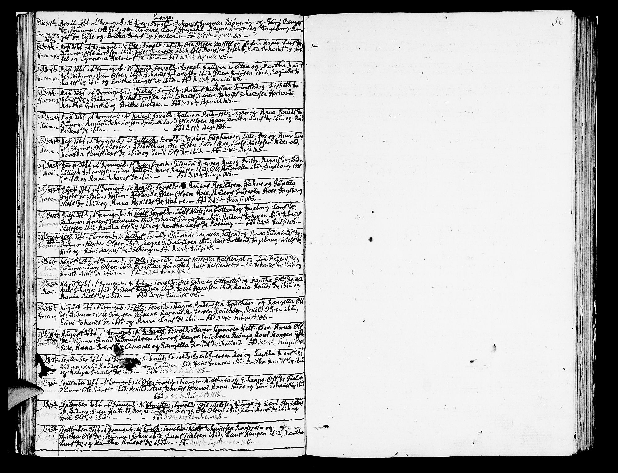 Hosanger sokneprestembete, AV/SAB-A-75801/H/Haa: Parish register (official) no. A 4, 1811-1821, p. 56