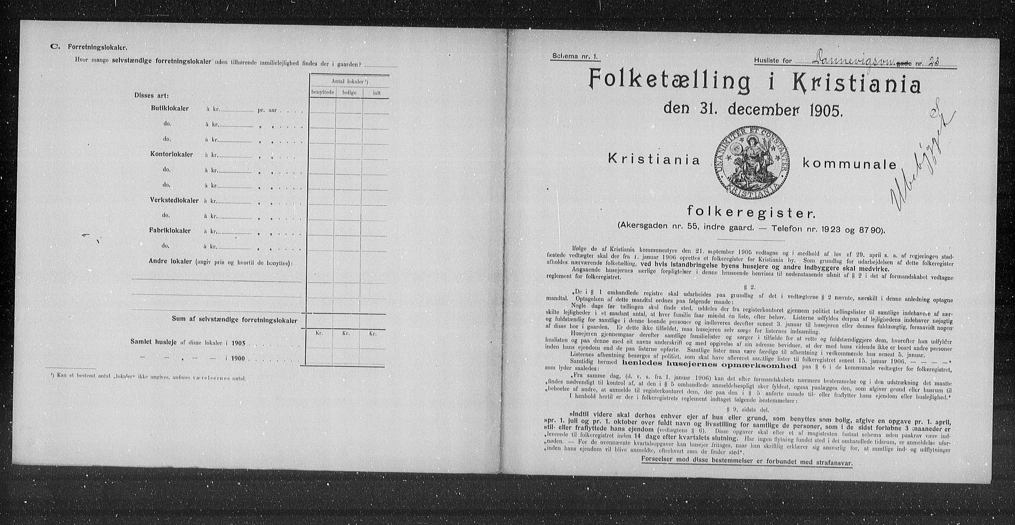 OBA, Municipal Census 1905 for Kristiania, 1905, p. 7958