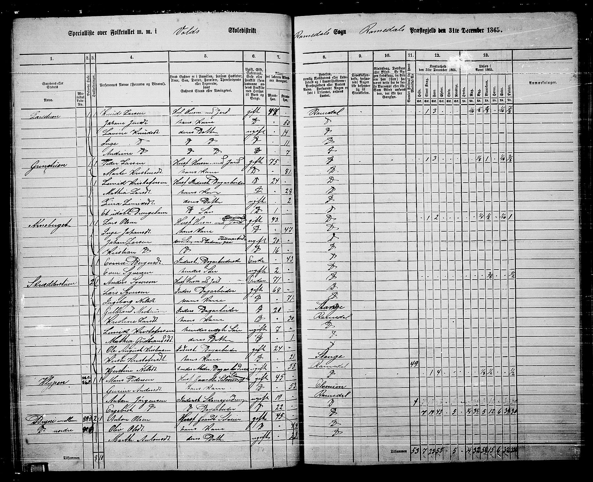 RA, 1865 census for Romedal, 1865, p. 78