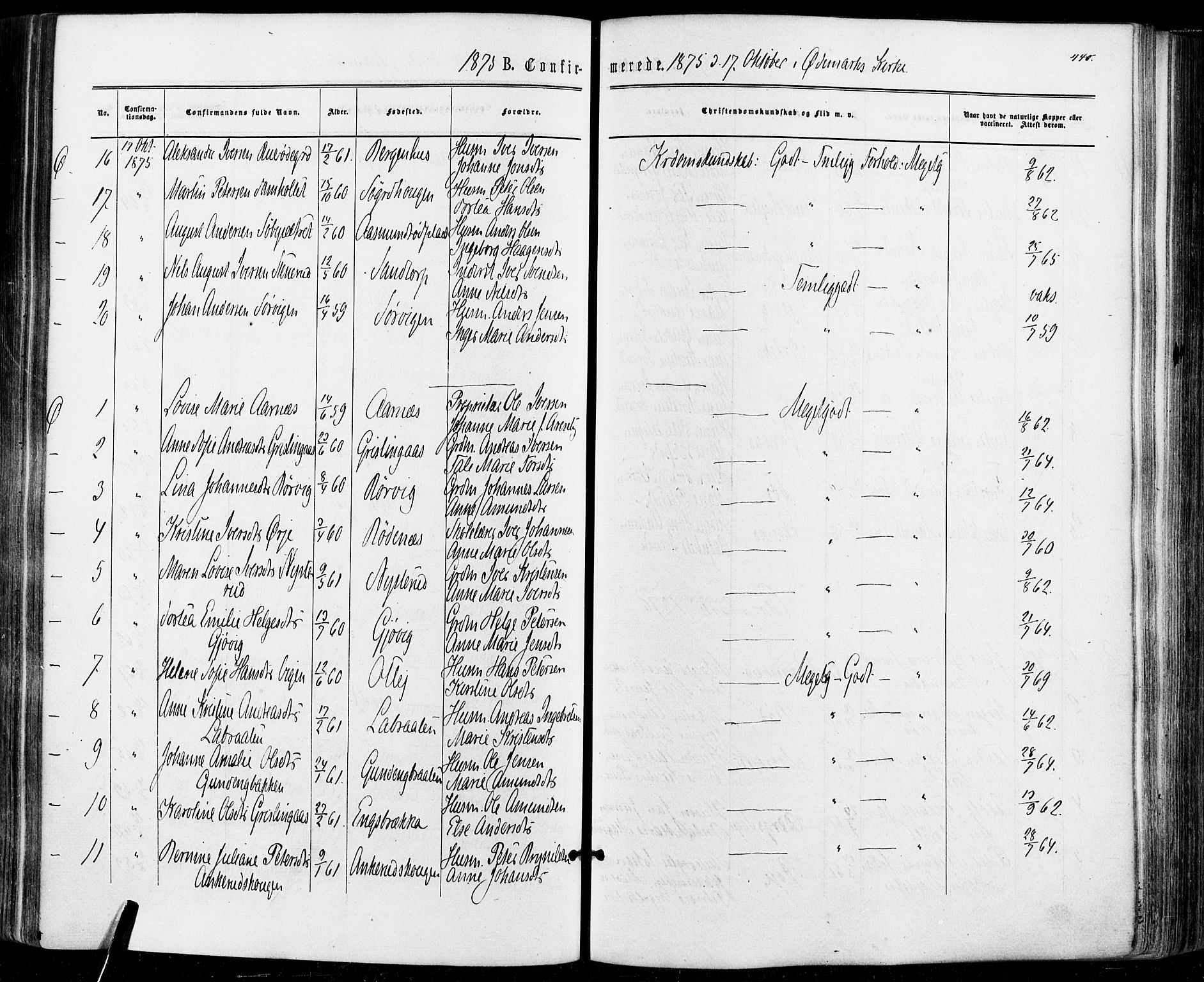 Aremark prestekontor Kirkebøker, SAO/A-10899/F/Fc/L0004: Parish register (official) no. III 4, 1866-1877, p. 439-440