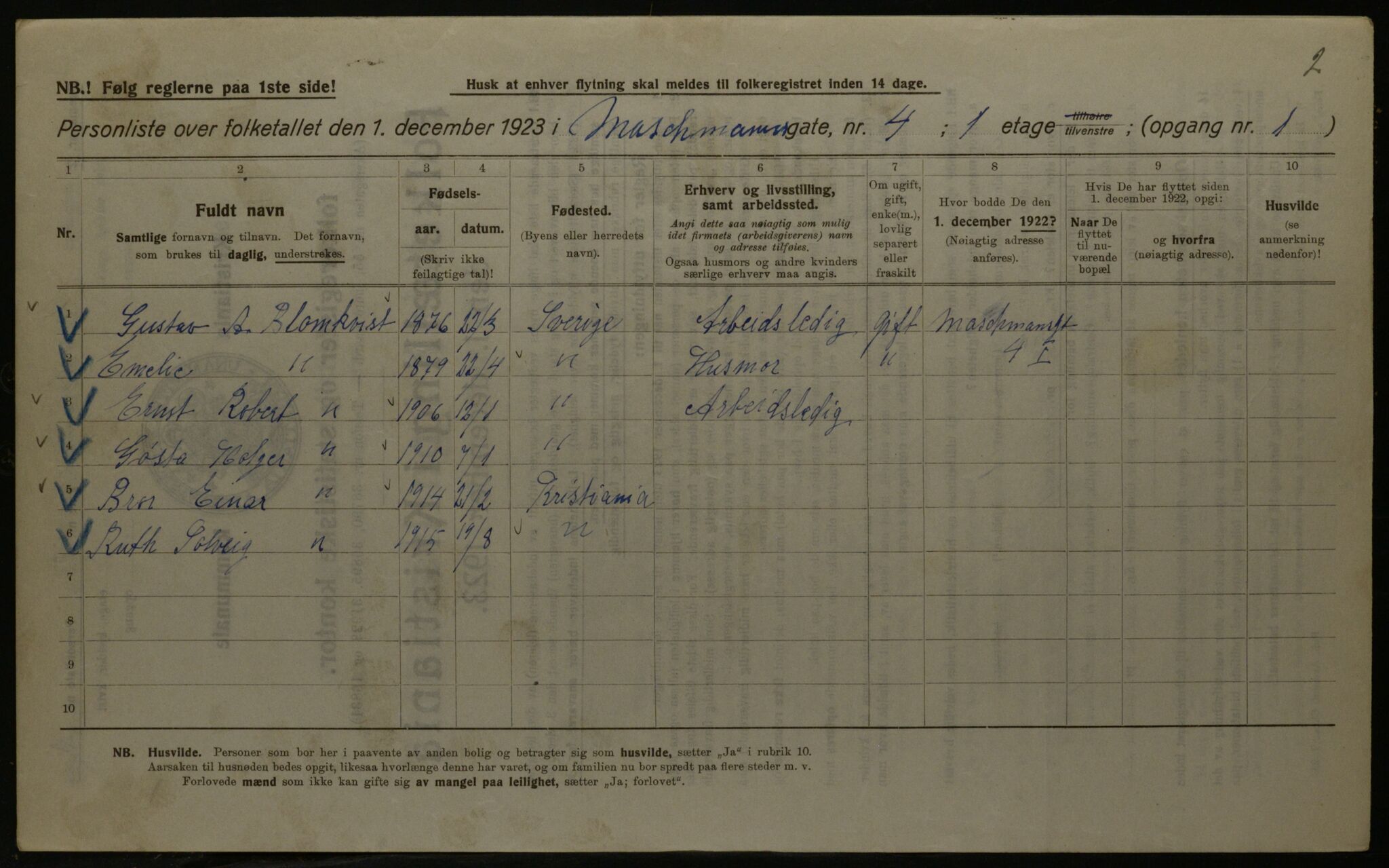 OBA, Municipal Census 1923 for Kristiania, 1923, p. 71744