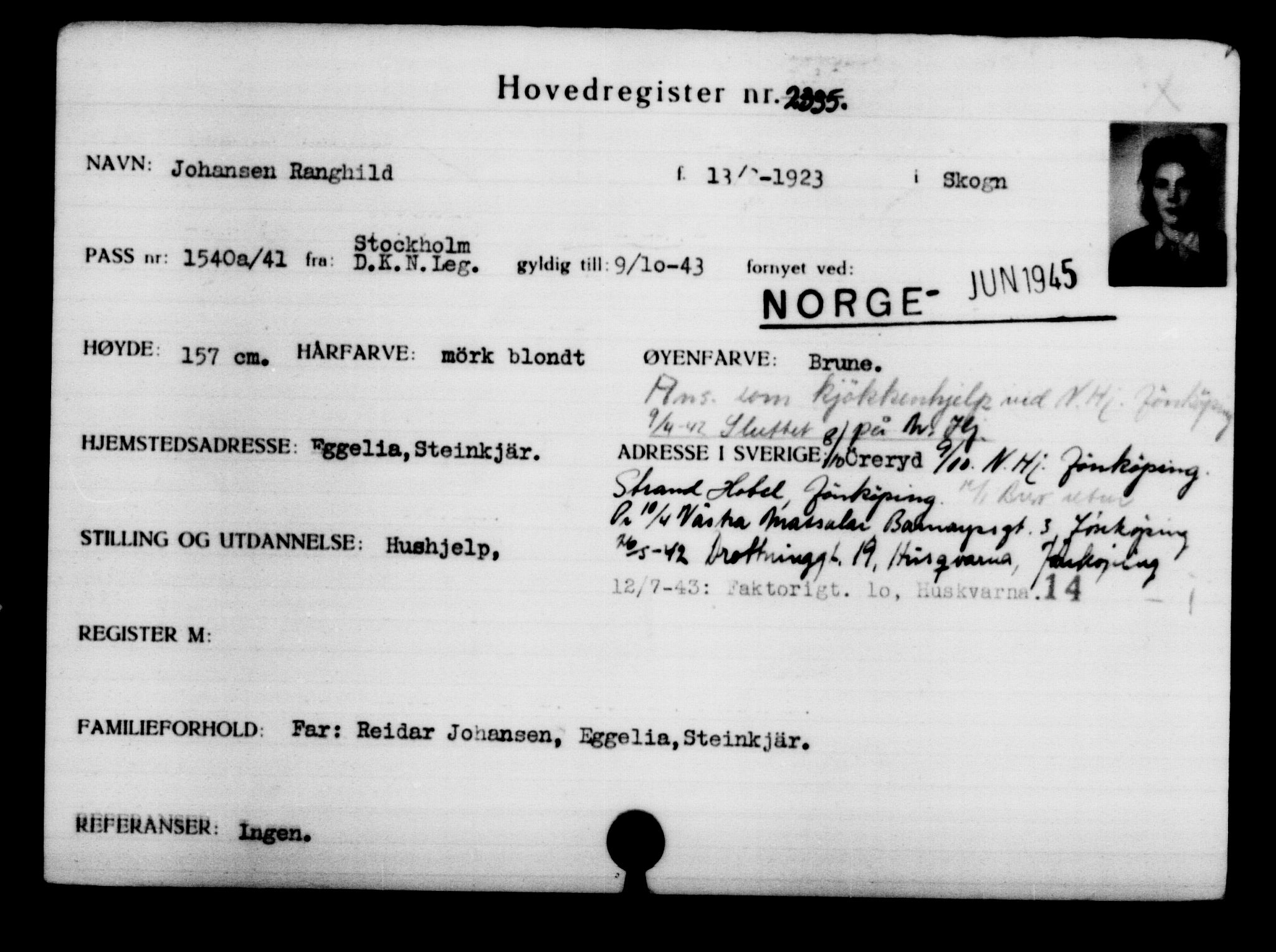 Den Kgl. Norske Legasjons Flyktningskontor, RA/S-6753/V/Va/L0003: Kjesäterkartoteket.  Flyktningenr. 2001-3495, 1940-1945, p. 472