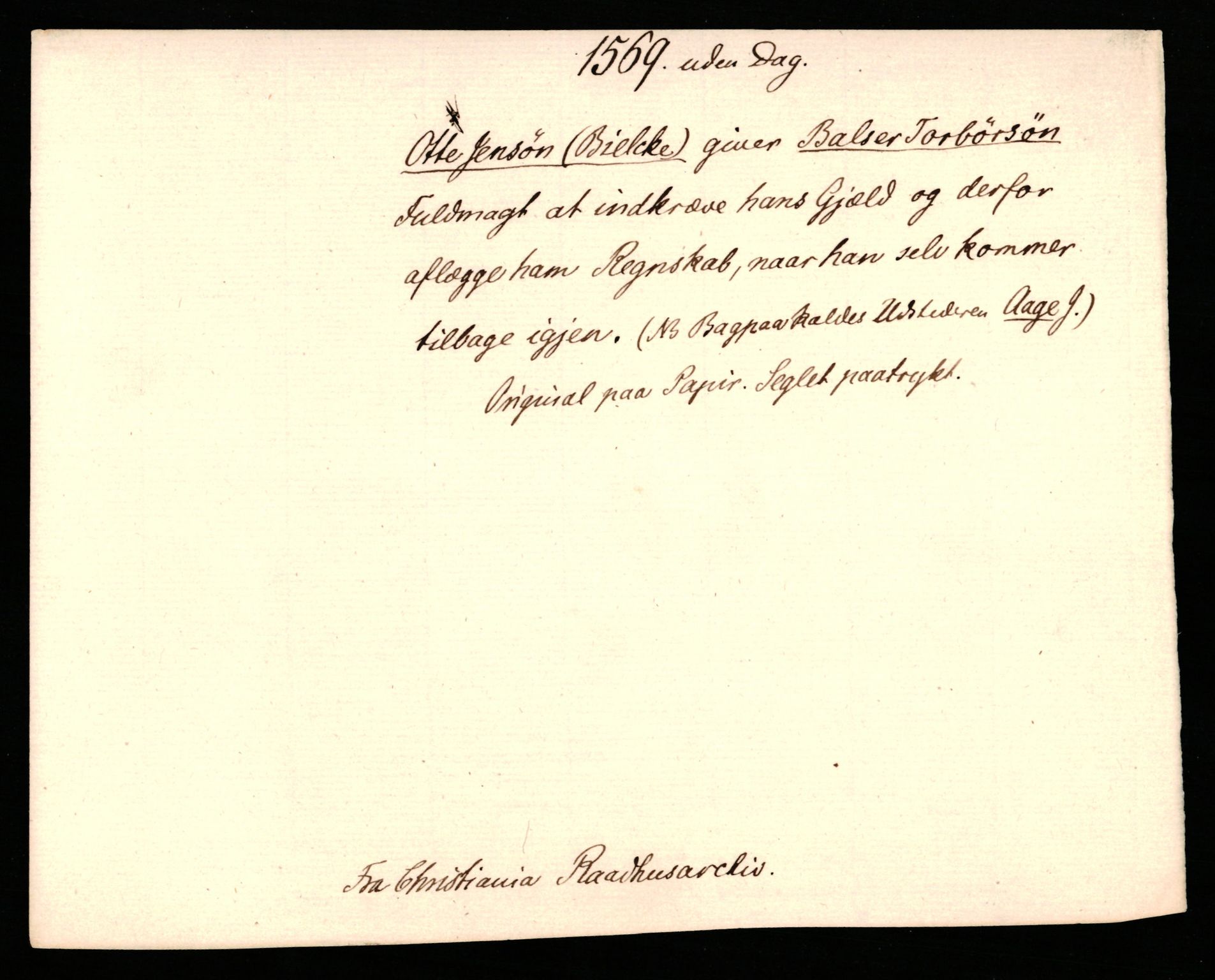 Riksarkivets diplomsamling, AV/RA-EA-5965/F35/F35b/L0002: Riksarkivets diplomer, seddelregister, 1567-1583, p. 61