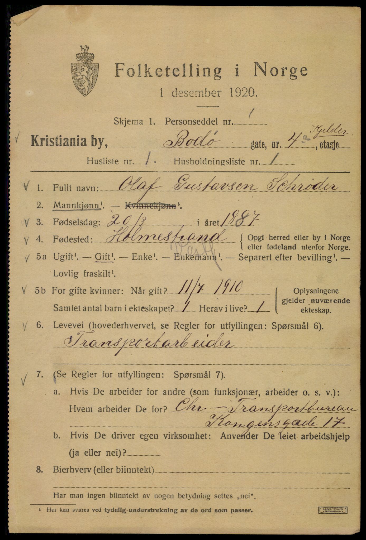 SAO, 1920 census for Kristiania, 1920, p. 163953