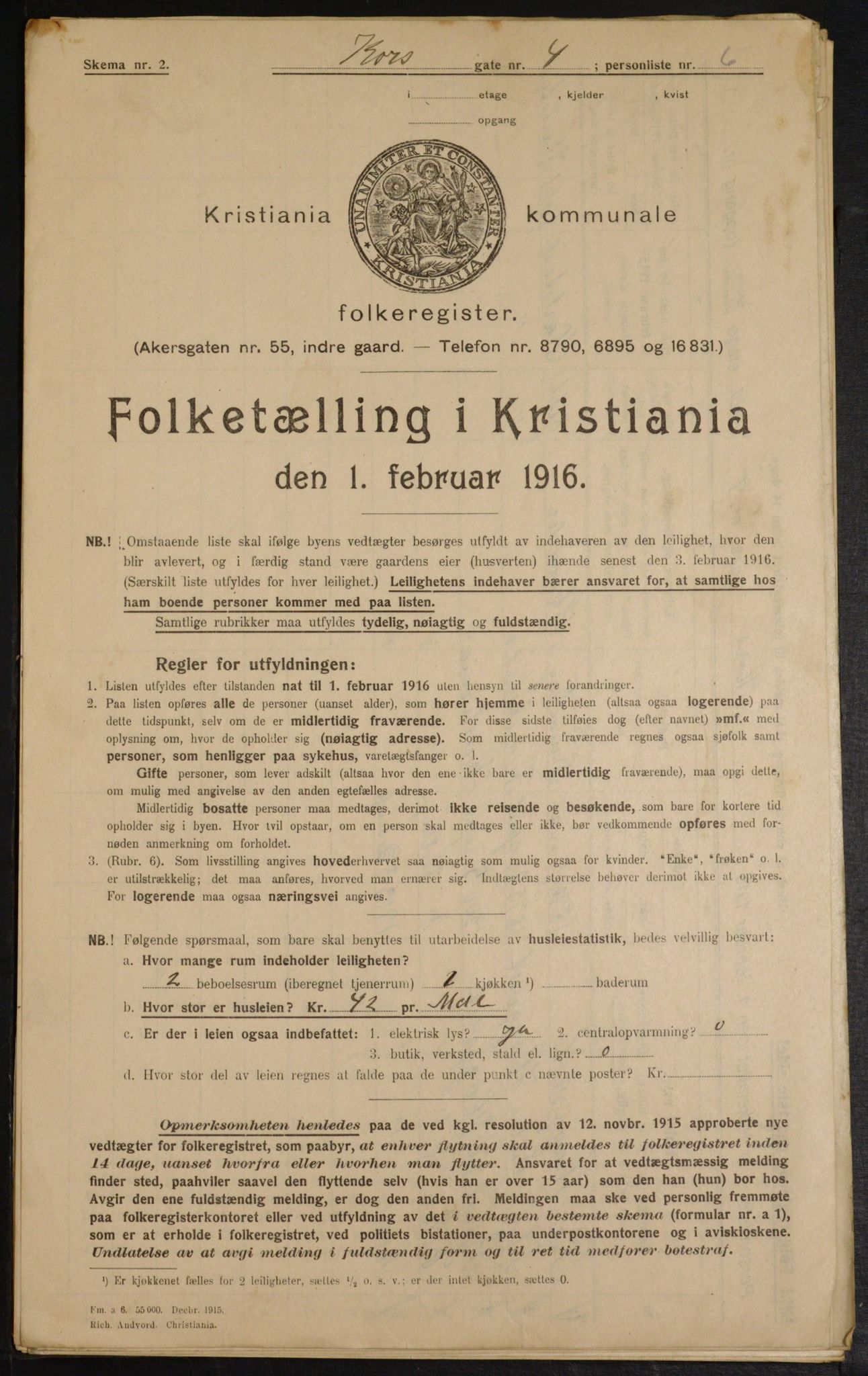 OBA, Municipal Census 1916 for Kristiania, 1916, p. 54579