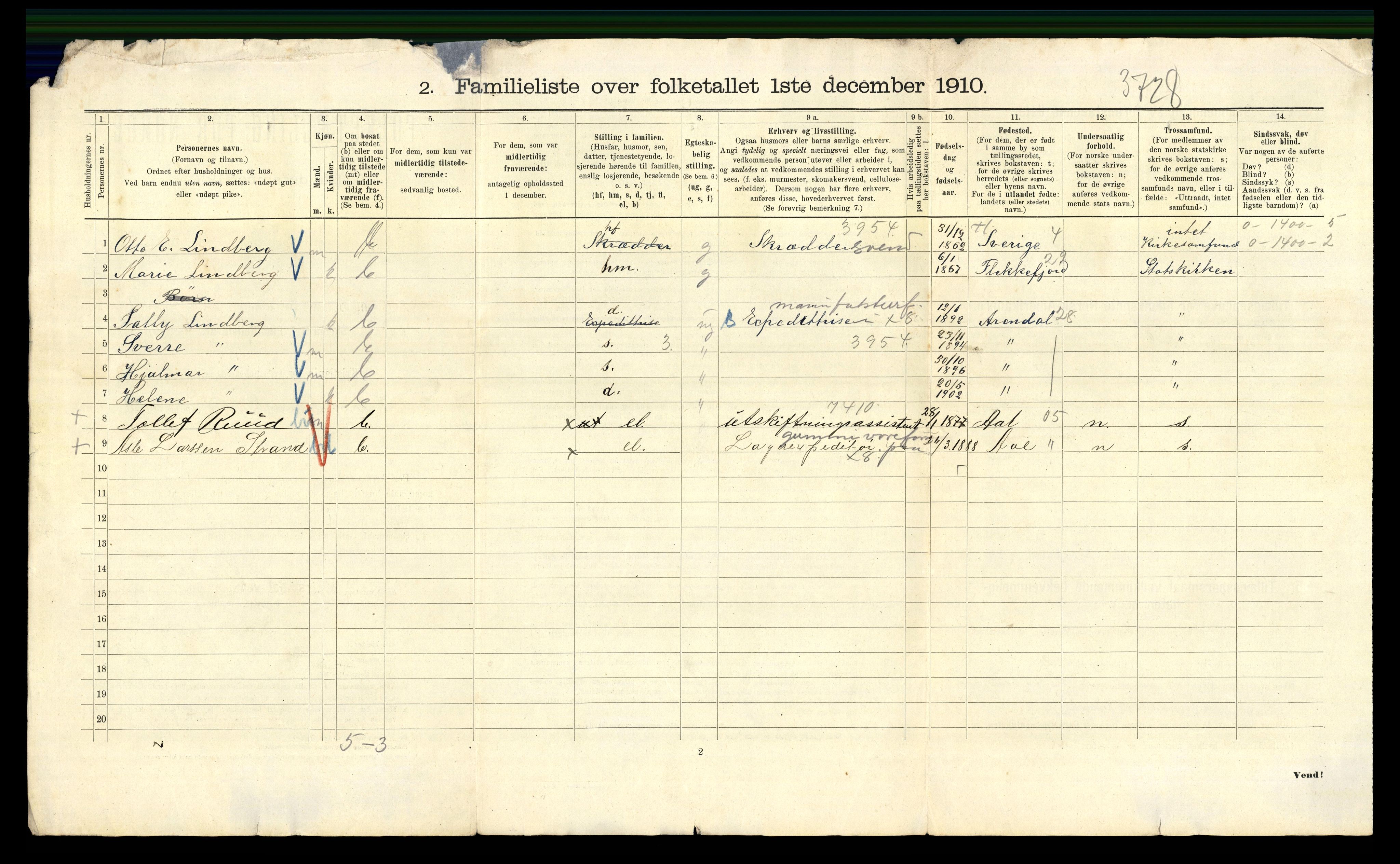 RA, 1910 census for Kristiania, 1910, p. 121314