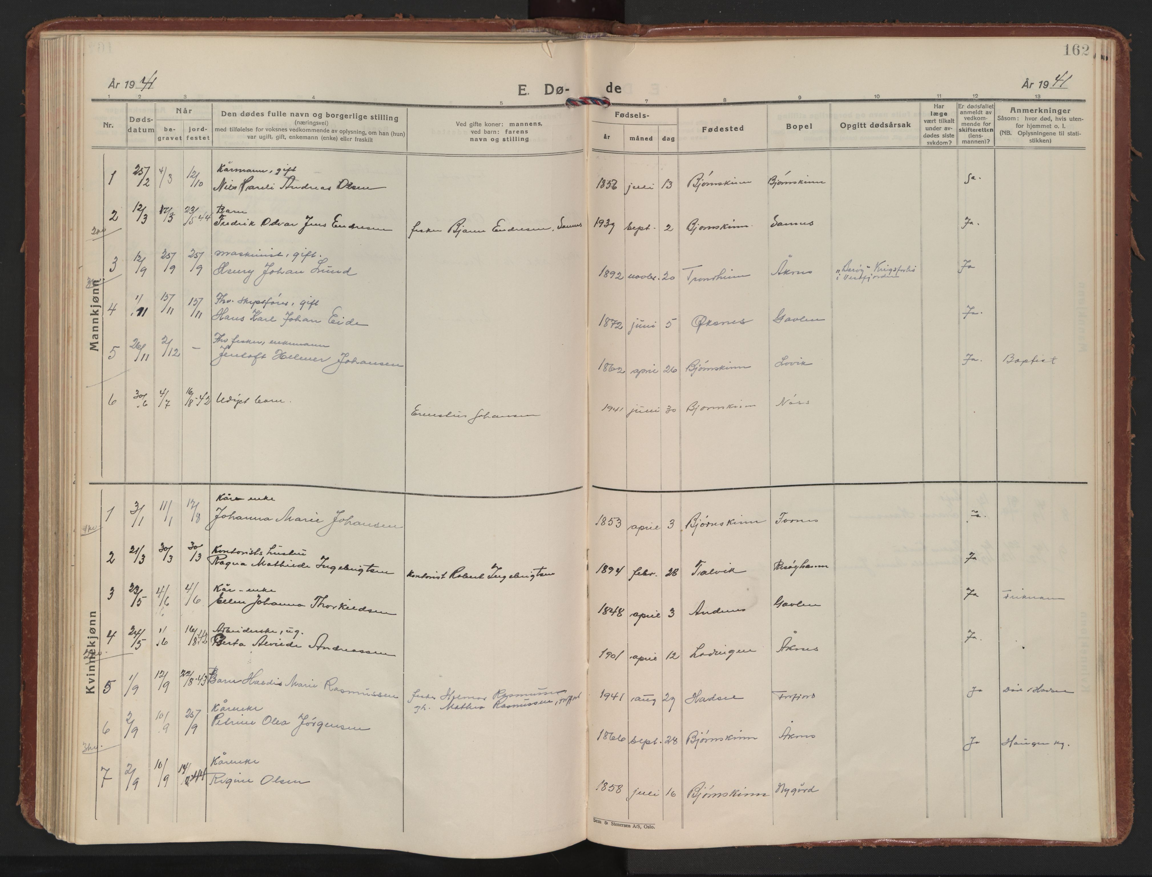 Ministerialprotokoller, klokkerbøker og fødselsregistre - Nordland, AV/SAT-A-1459/898/L1424: Parish register (official) no. 898A04, 1928-1946, p. 162