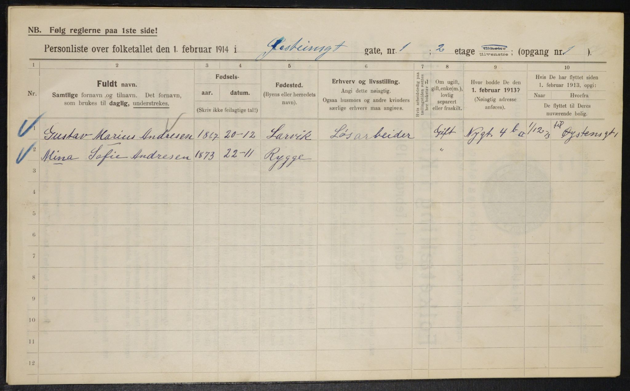 OBA, Municipal Census 1914 for Kristiania, 1914, p. 131293