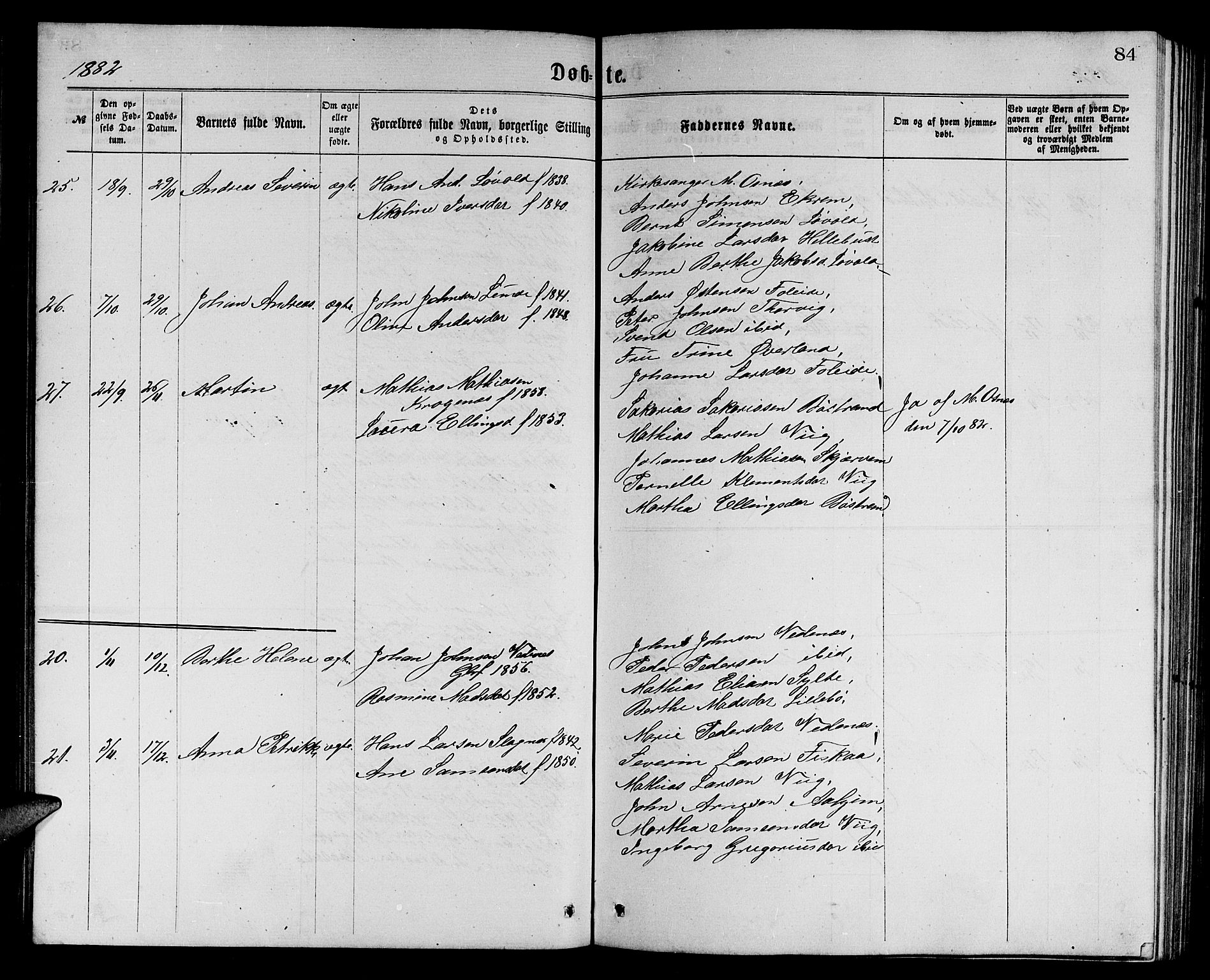 Ministerialprotokoller, klokkerbøker og fødselsregistre - Møre og Romsdal, SAT/A-1454/501/L0016: Parish register (copy) no. 501C02, 1868-1884, p. 84