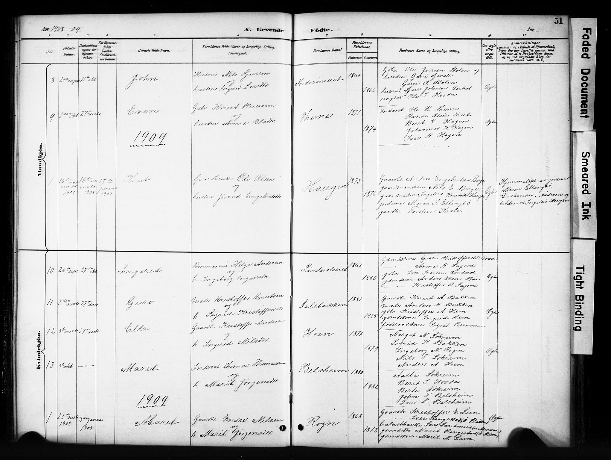 Vang prestekontor, Valdres, SAH/PREST-140/H/Hb/L0006: Parish register (copy) no. 6, 1893-1918, p. 51