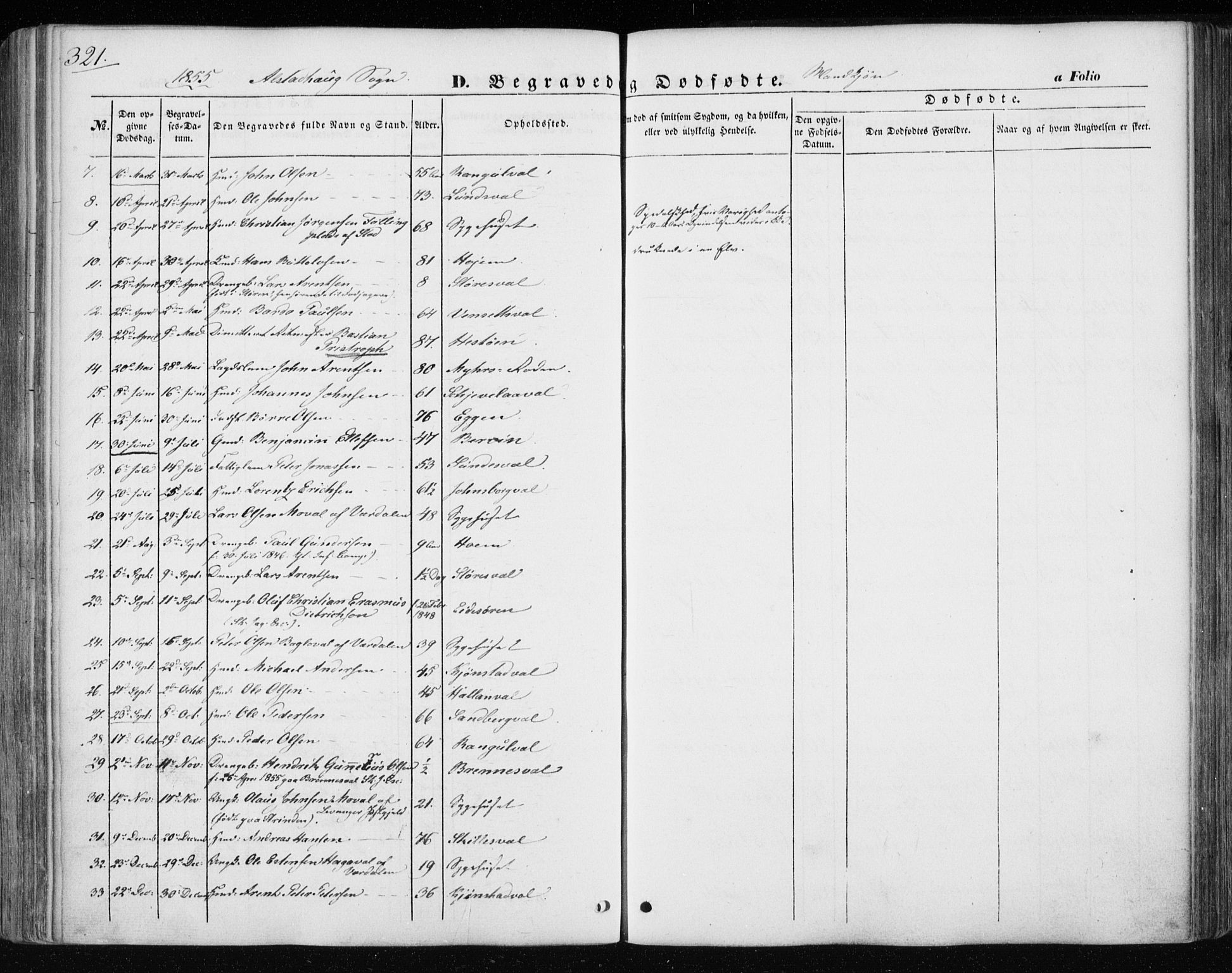 Ministerialprotokoller, klokkerbøker og fødselsregistre - Nord-Trøndelag, AV/SAT-A-1458/717/L0154: Parish register (official) no. 717A07 /1, 1850-1862, p. 321