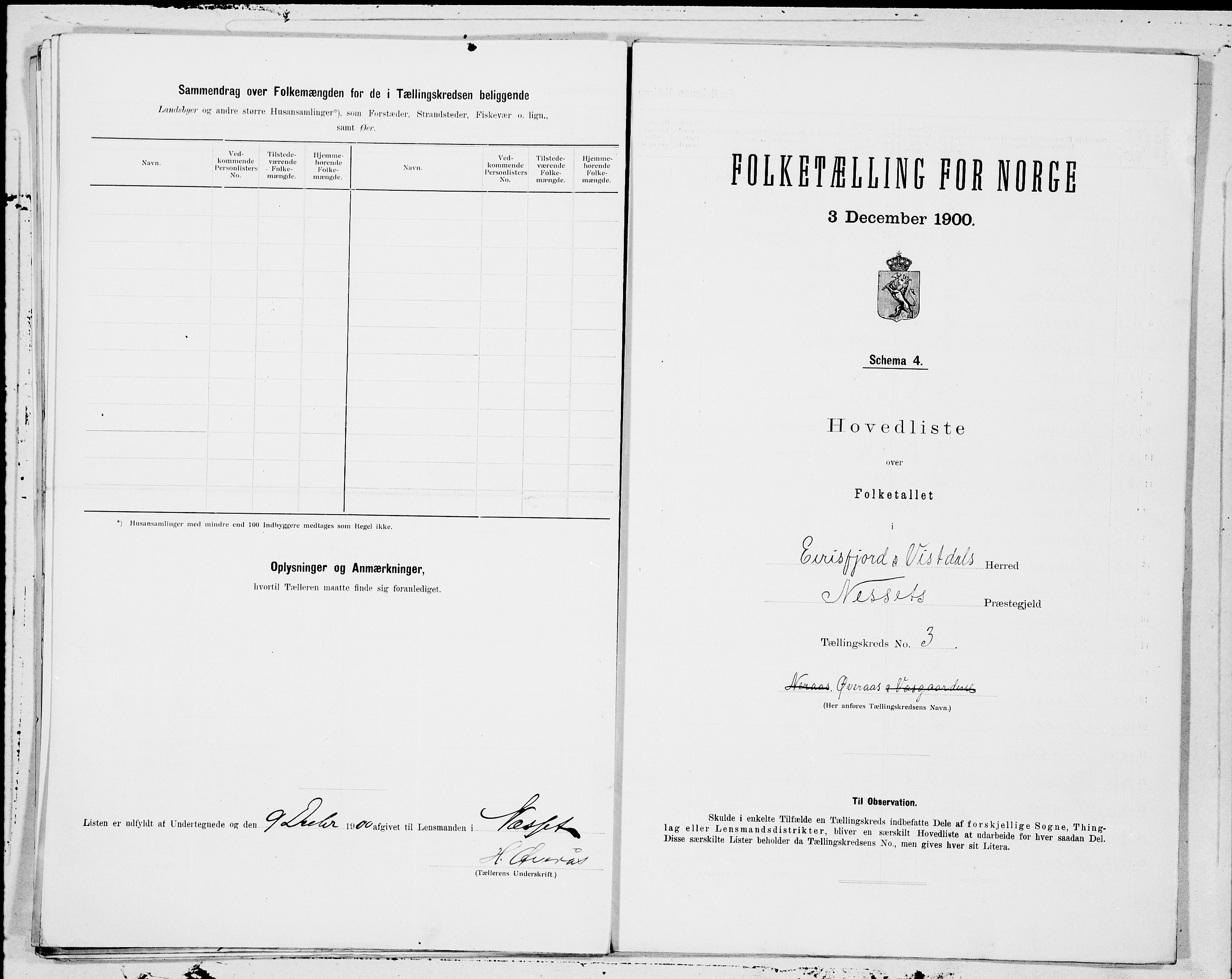 SAT, 1900 census for Eresfjord og Vistdal, 1900, p. 6