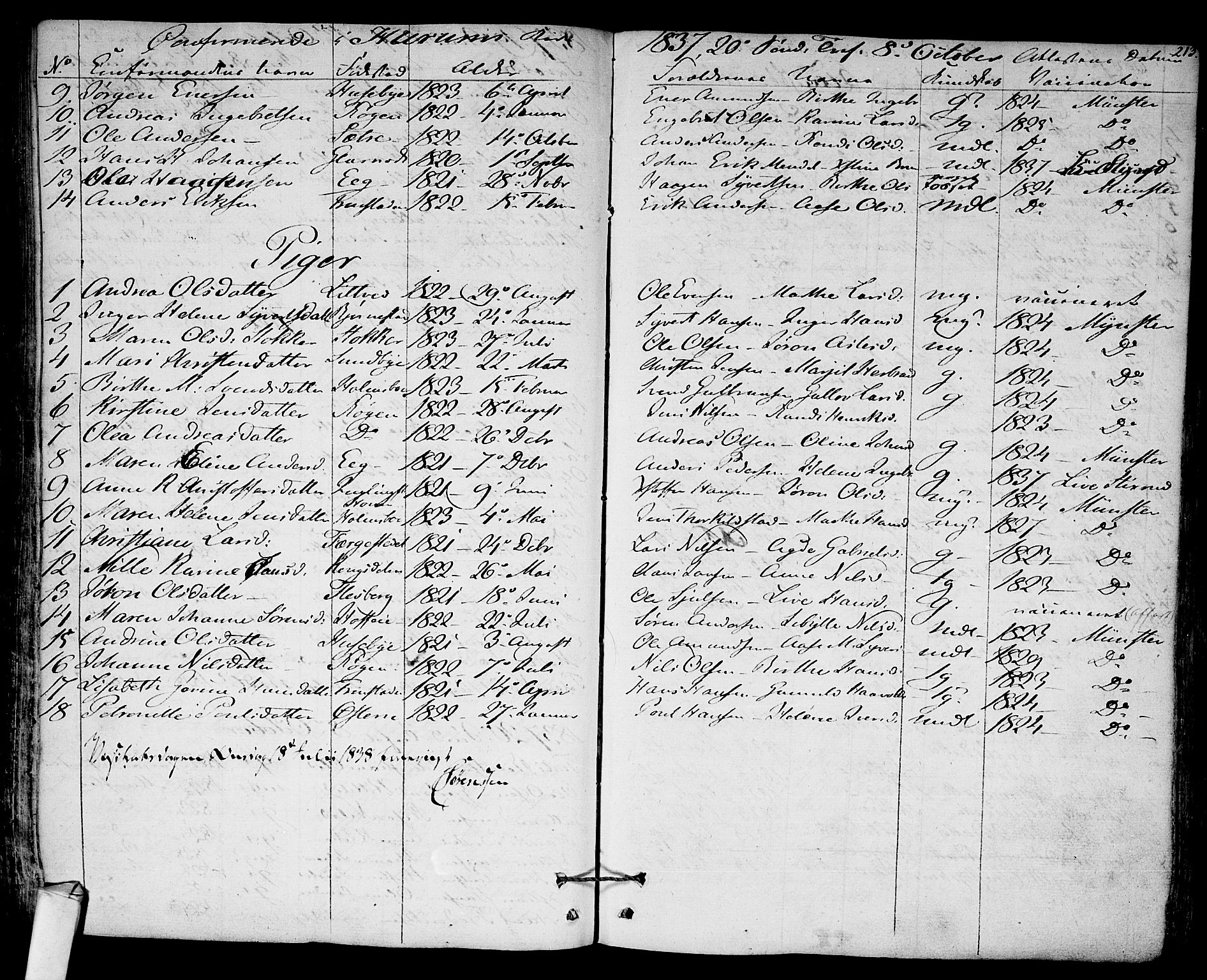 Hurum kirkebøker, AV/SAKO-A-229/F/Fa/L0010: Parish register (official) no. 10, 1827-1846, p. 213