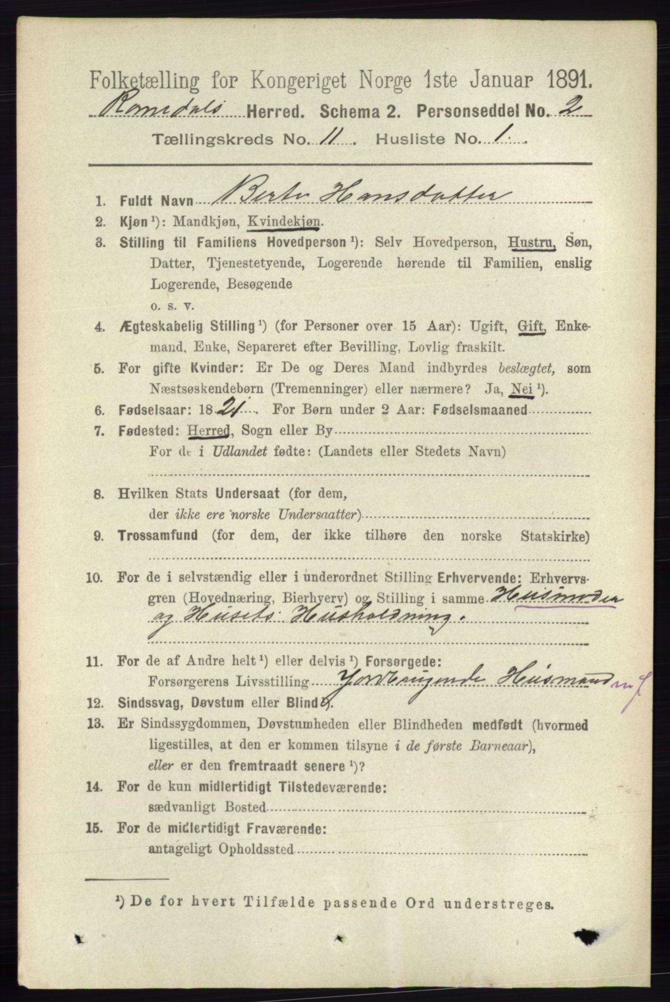 RA, 1891 census for 0416 Romedal, 1891, p. 5403