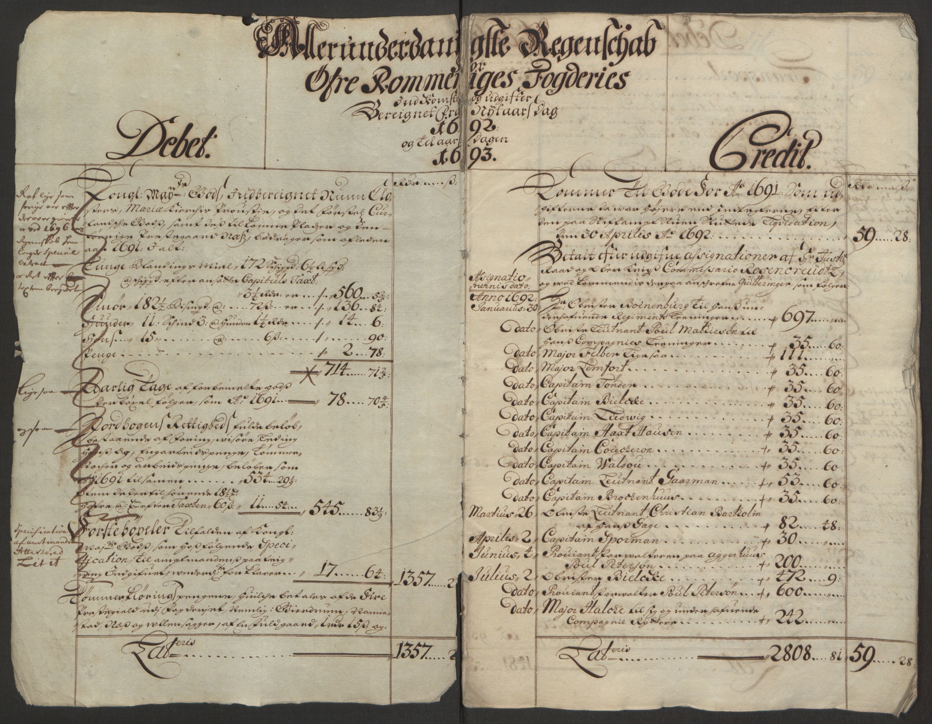 Rentekammeret inntil 1814, Reviderte regnskaper, Fogderegnskap, RA/EA-4092/R12/L0704: Fogderegnskap Øvre Romerike, 1692, p. 3