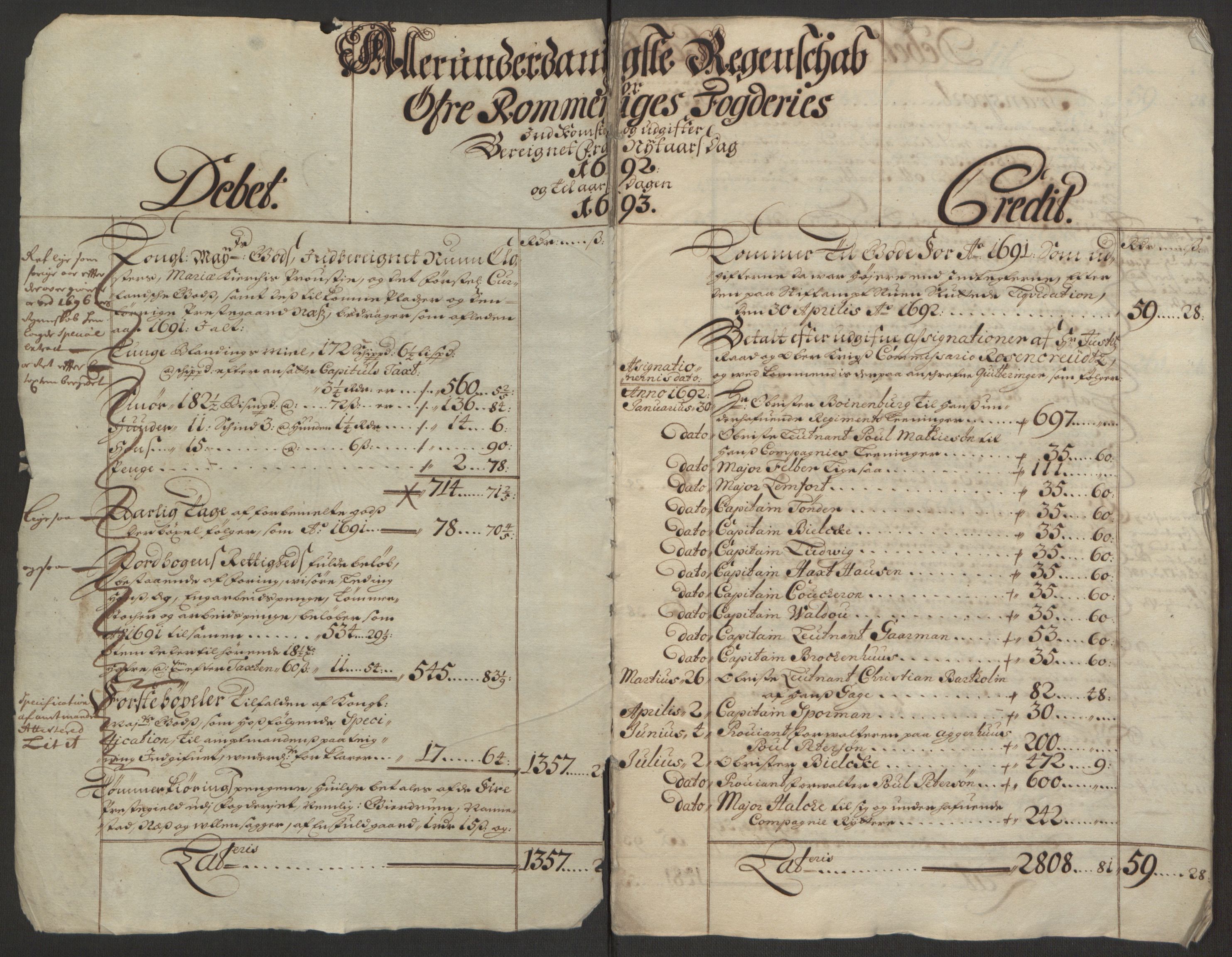 Rentekammeret inntil 1814, Reviderte regnskaper, Fogderegnskap, AV/RA-EA-4092/R12/L0704: Fogderegnskap Øvre Romerike, 1692, p. 3
