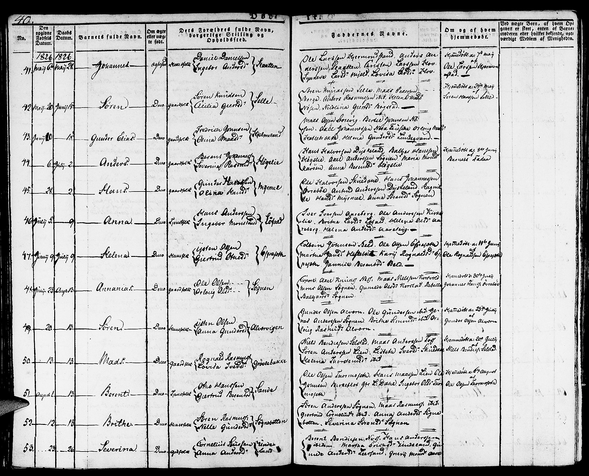 Gaular sokneprestembete, SAB/A-80001/H/Haa: Parish register (official) no. A 3, 1821-1840, p. 40