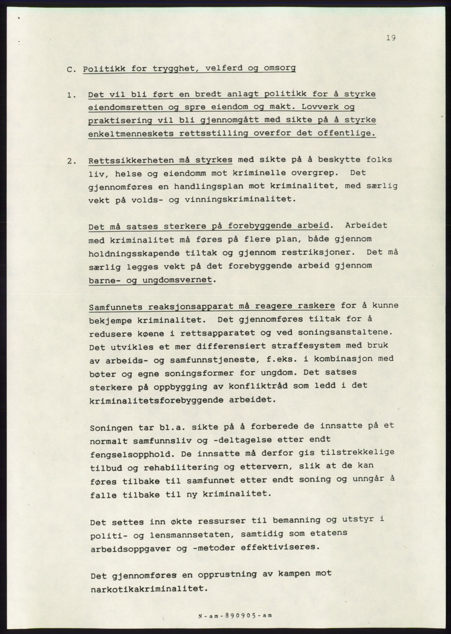 Forhandlingsmøtene 1989 mellom Høyre, KrF og Senterpartiet om dannelse av regjering, AV/RA-PA-0697/A/L0001: Forhandlingsprotokoll med vedlegg, 1989, p. 512