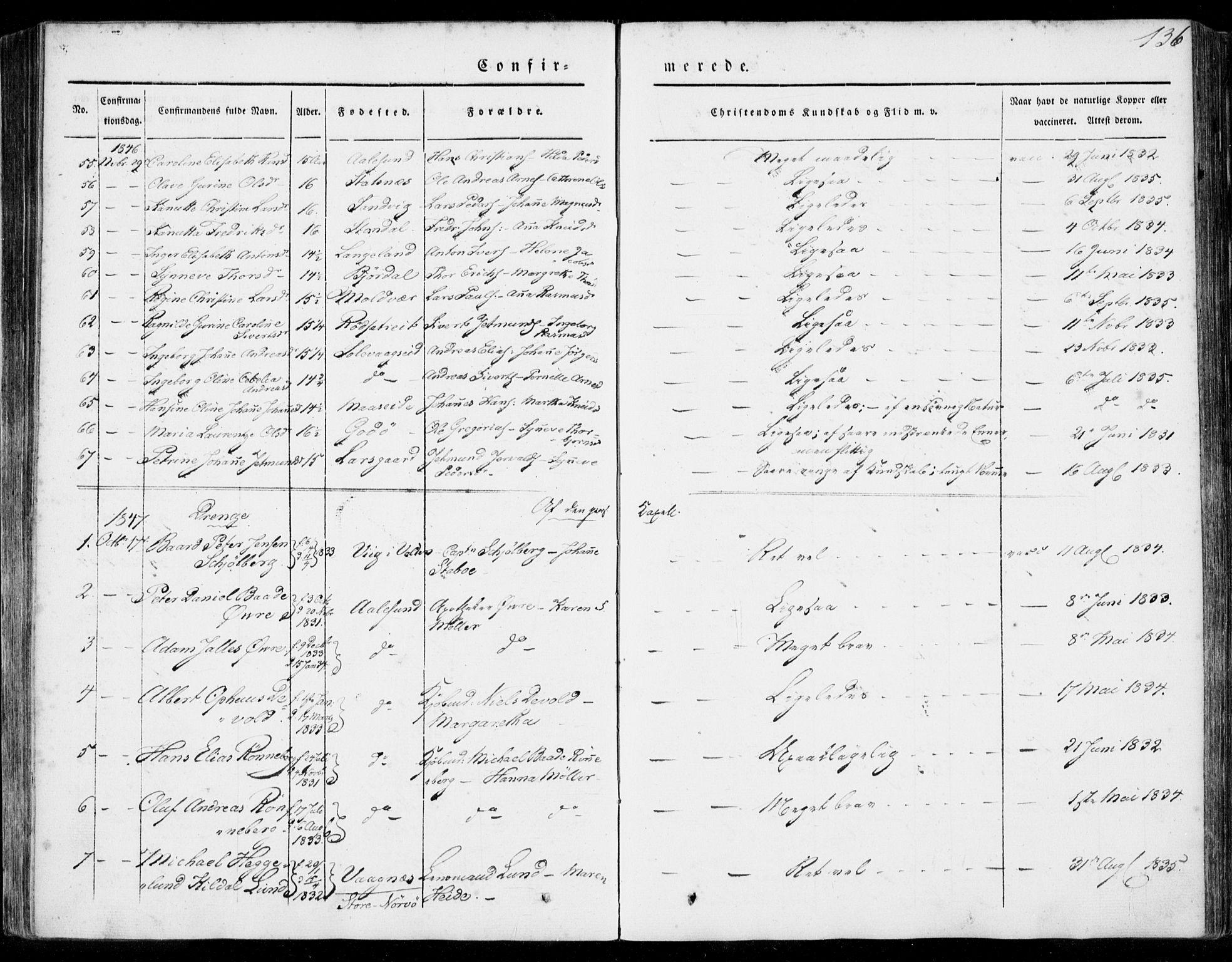 Ministerialprotokoller, klokkerbøker og fødselsregistre - Møre og Romsdal, SAT/A-1454/528/L0396: Parish register (official) no. 528A07, 1839-1847, p. 136
