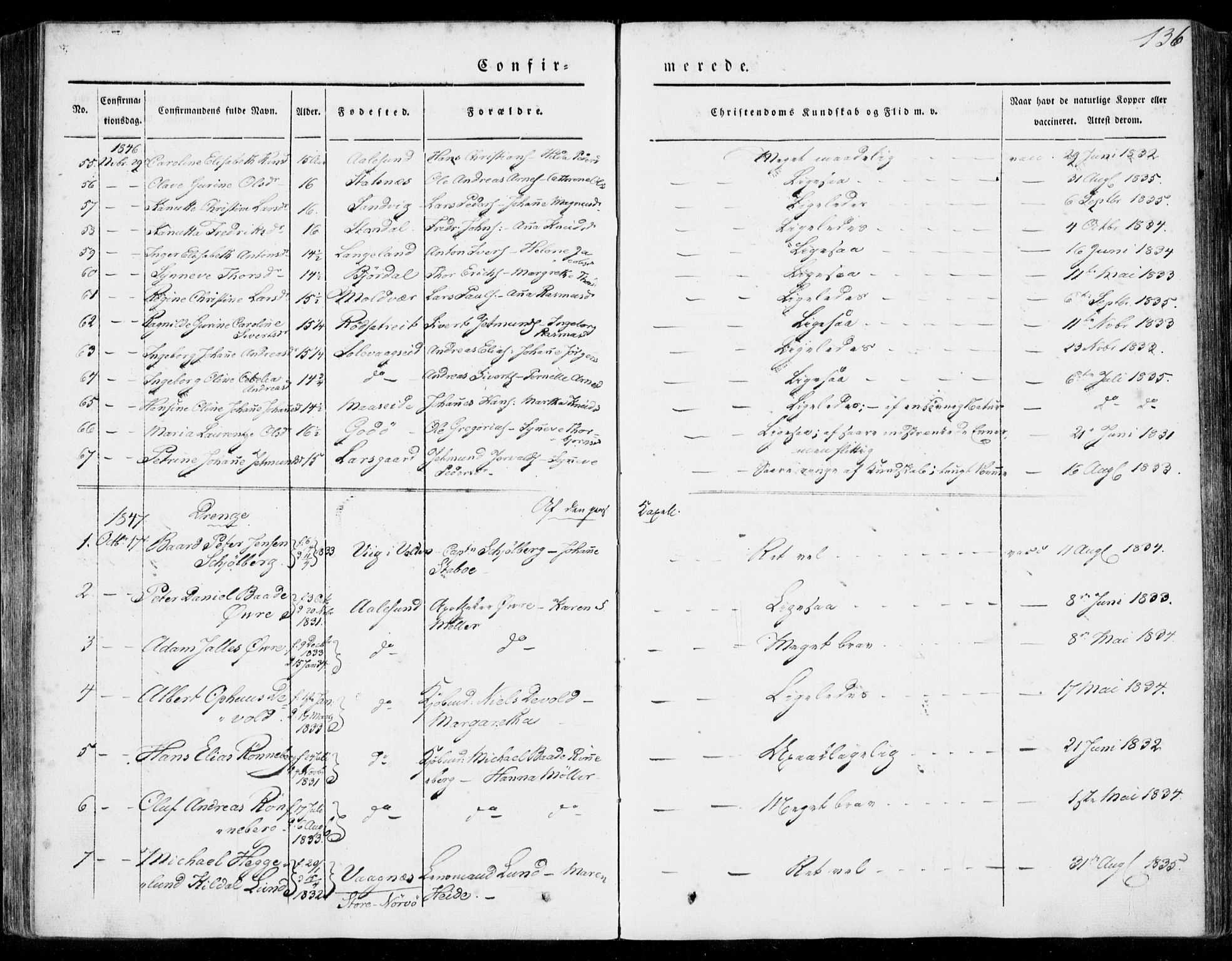 Ministerialprotokoller, klokkerbøker og fødselsregistre - Møre og Romsdal, AV/SAT-A-1454/528/L0396: Parish register (official) no. 528A07, 1839-1847, p. 136